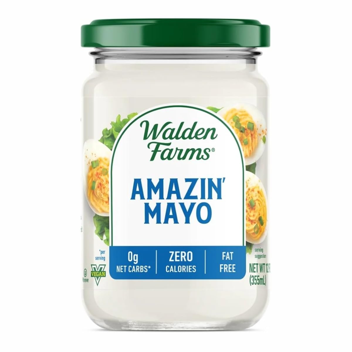 image:imageWalden Farms Amazin Mayo Zero Calorie Sugar Free Keto amp Fat Free Vegan Mayonnaise Alternative for Sandwiches Salads amp Spreads 6Pack 12 oz JarsAmazin