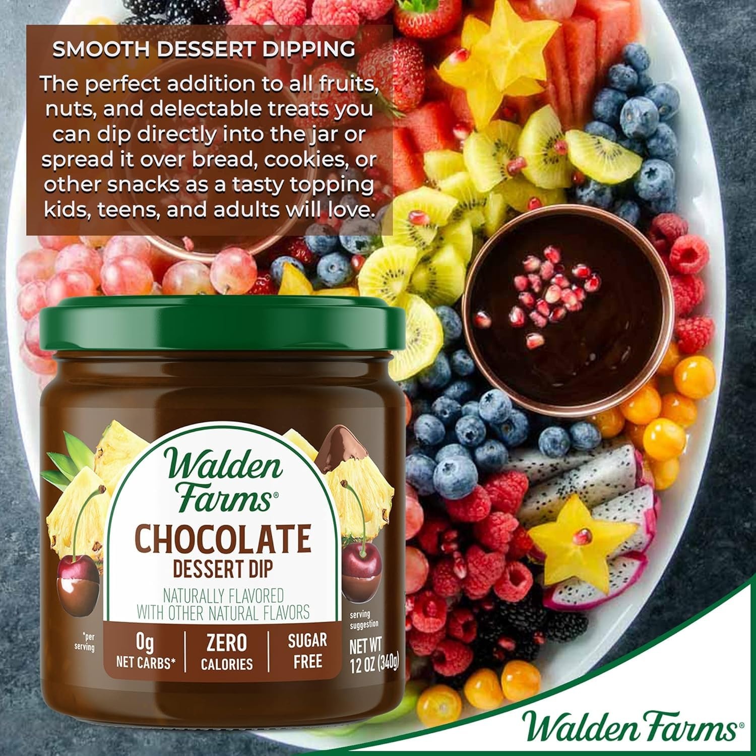 image:imageWalden Farms Caramel Dessert Dip Zero Calorie Sugar Free Keto amp Fat Free Sweet Topping for Apples Desserts amp More 2Pack 12 oz BottlesChocolate