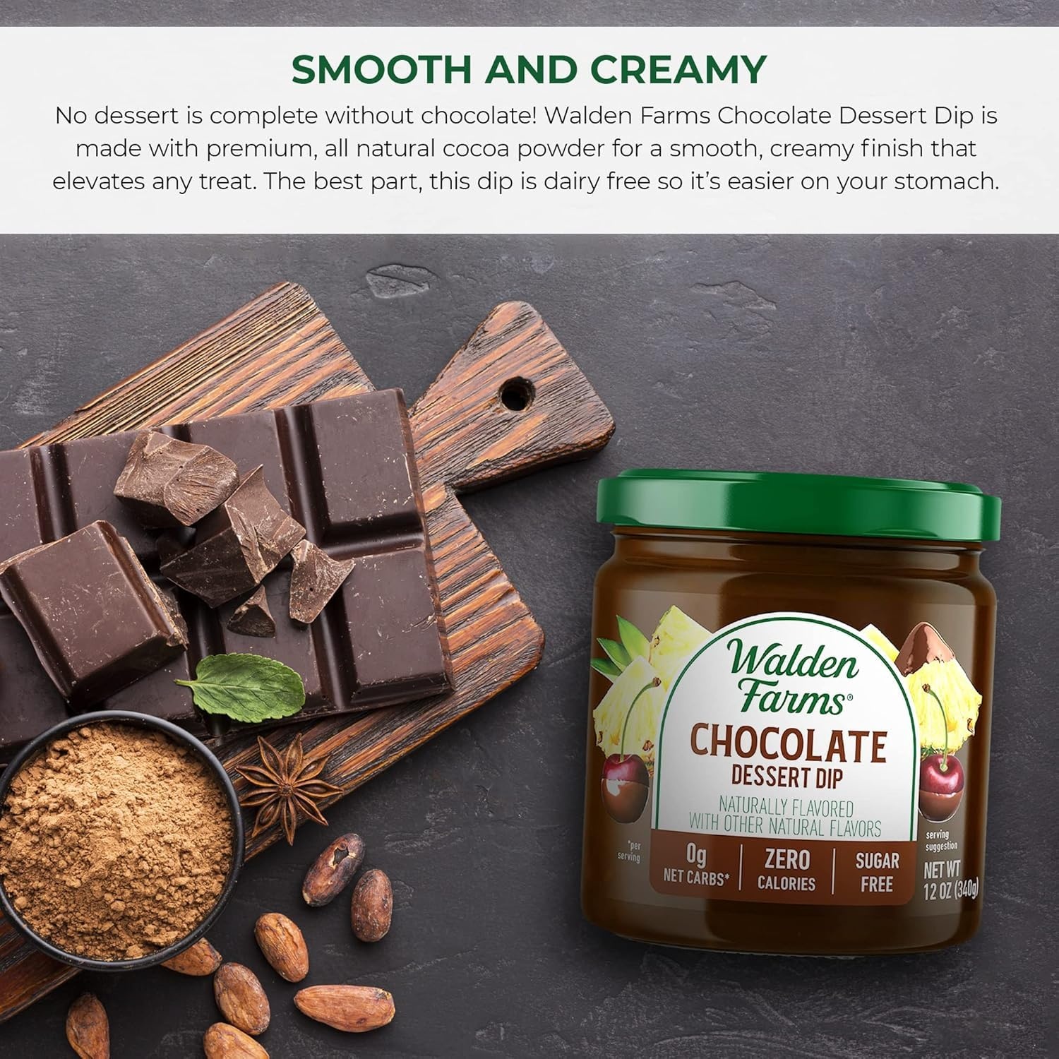 image:imageWalden Farms Caramel Dessert Dip Zero Calorie Sugar Free Keto amp Fat Free Sweet Topping for Apples Desserts amp More 2Pack 12 oz BottlesChocolate