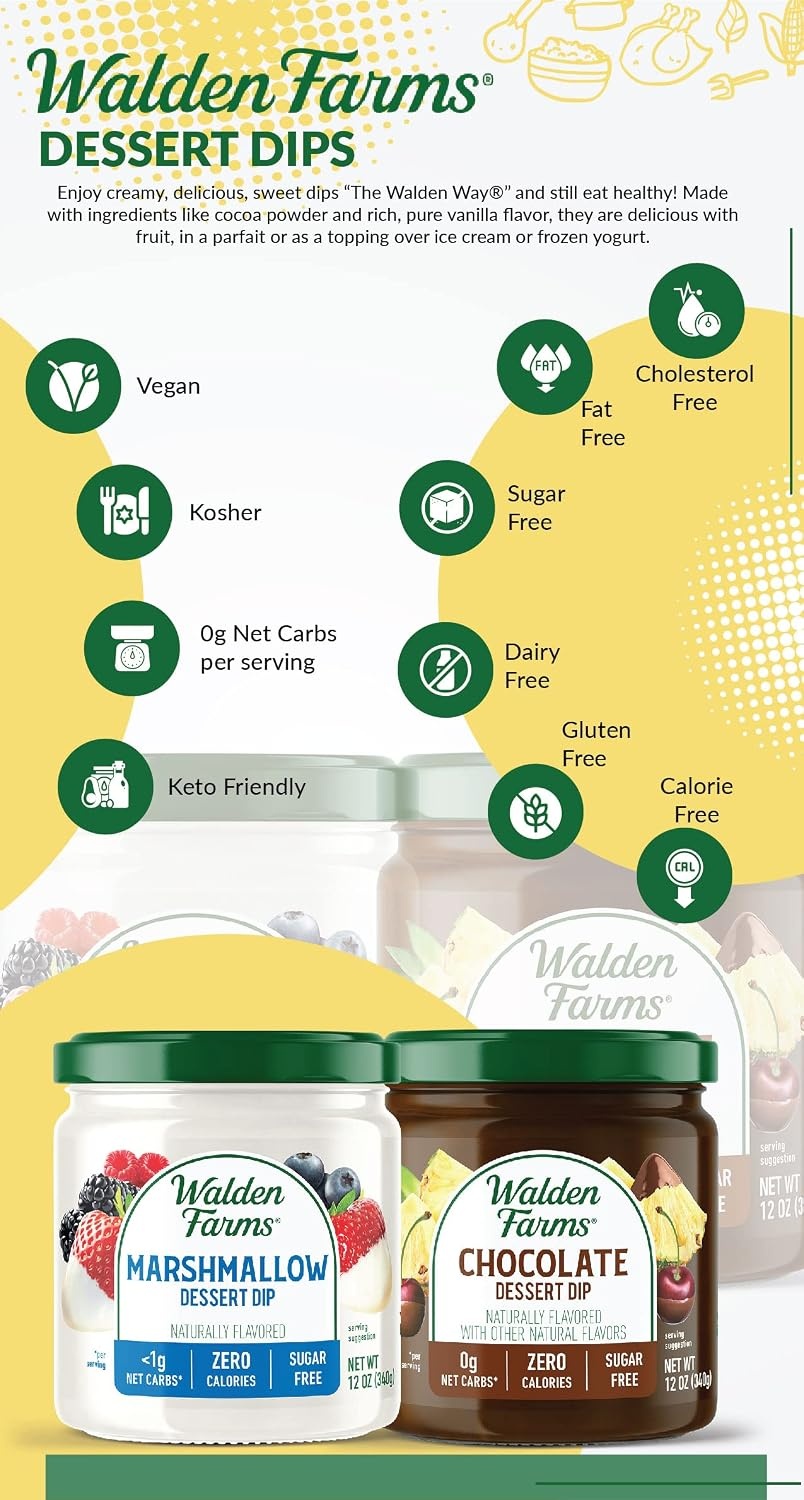 image:imageWalden Farms Caramel Dessert Dip Zero Calorie Sugar Free Keto amp Fat Free Sweet Topping for Apples Desserts amp More 2Pack 12 oz BottlesVariety Of Chocolate Marshmallow