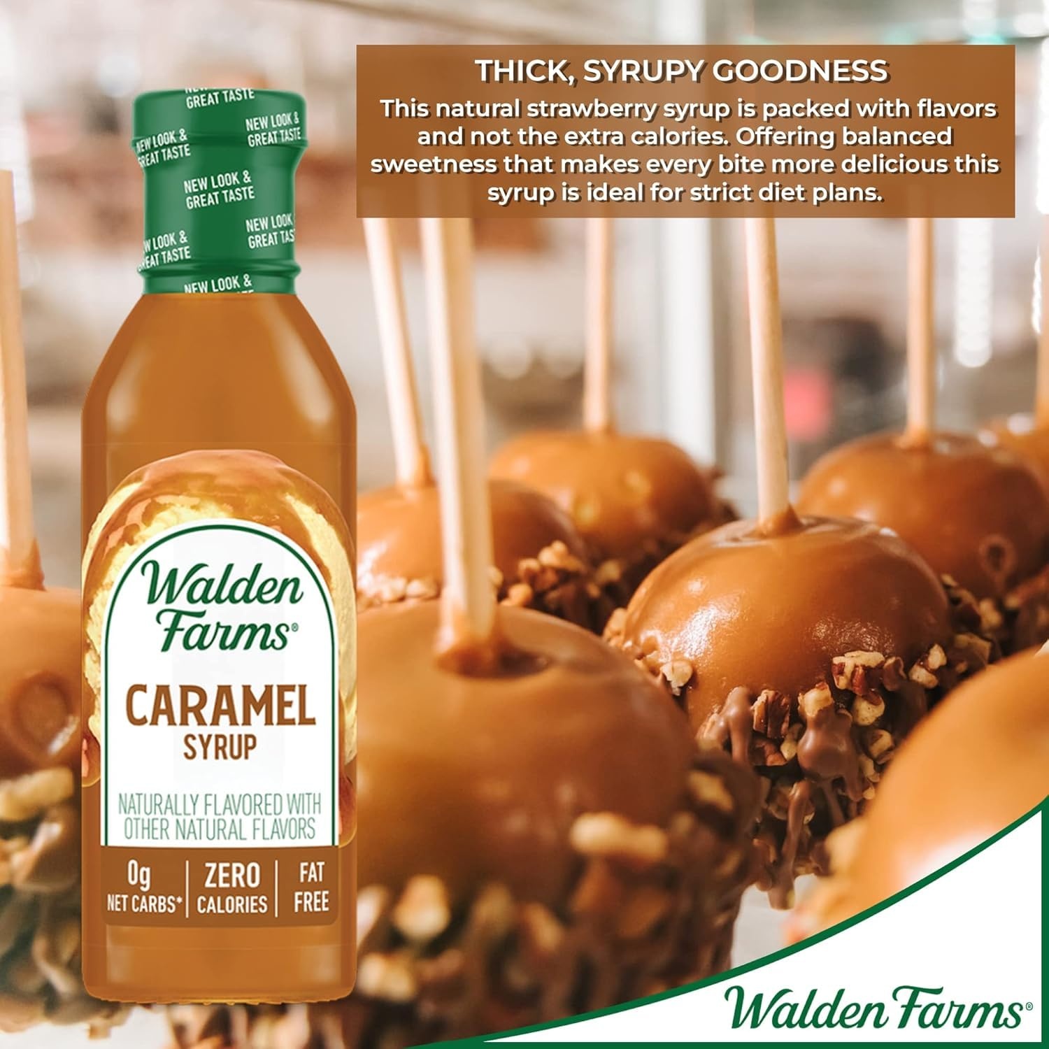 image:imageWalden Farms Caramel Syrup Perfect for Coffee Desserts Ice Cream Zero Calorie SugarFree Low Carb KetoFriendly GlutenFree Vegan 12 oz BottleCaramel