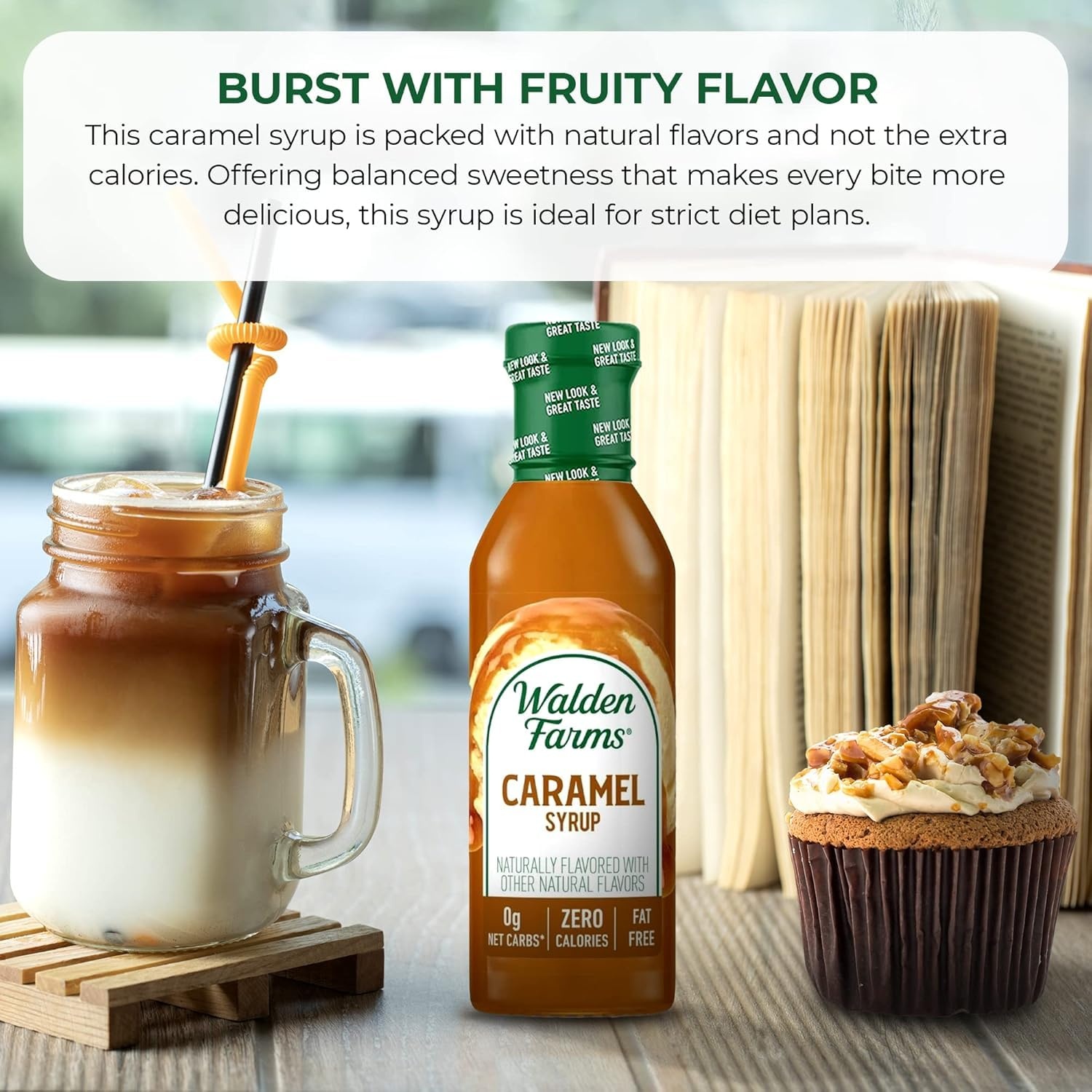 image:imageWalden Farms Caramel Syrup Perfect for Coffee Desserts Ice Cream Zero Calorie SugarFree Low Carb KetoFriendly GlutenFree Vegan 12 oz BottleCaramel