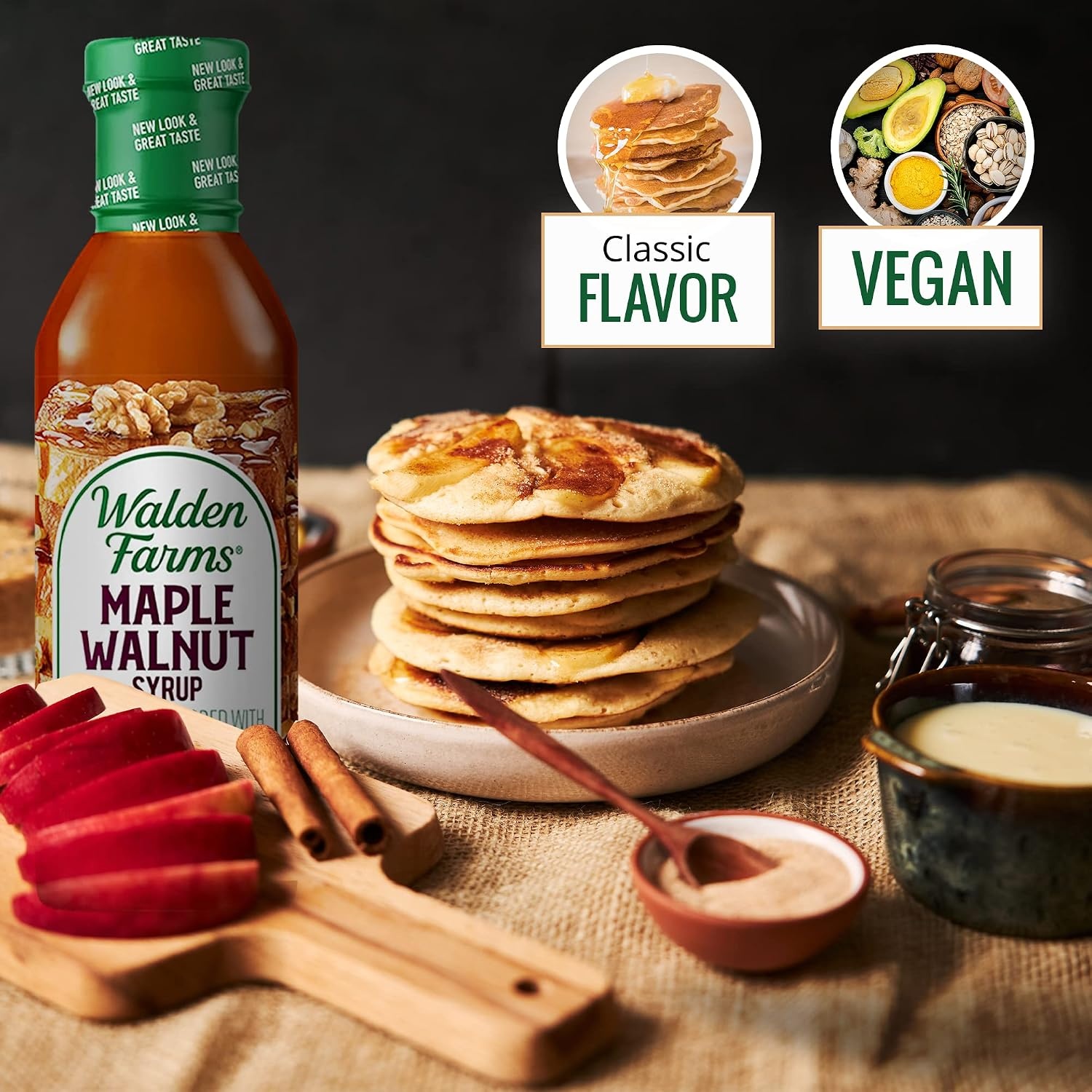 image:imageWalden Farms Caramel Syrup Perfect for Coffee Desserts Ice Cream Zero Calorie SugarFree Low Carb KetoFriendly GlutenFree Vegan 12 oz BottleMaple Walnut