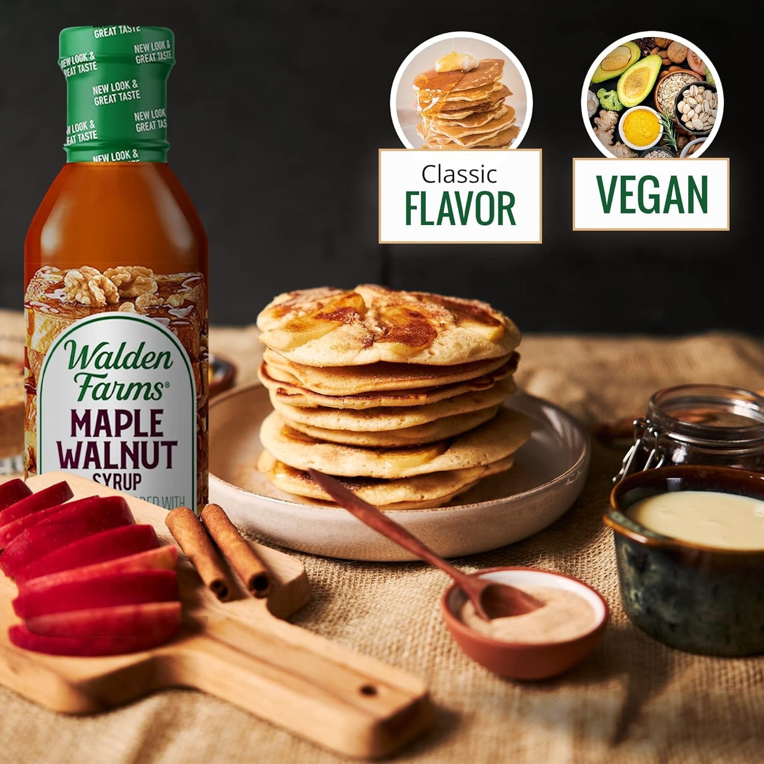 image:imageWalden Farms Caramel Syrup Perfect for Coffee Desserts Ice Cream Zero Calorie SugarFree Low Carb KetoFriendly GlutenFree Vegan 12 oz BottleMaple Walnut