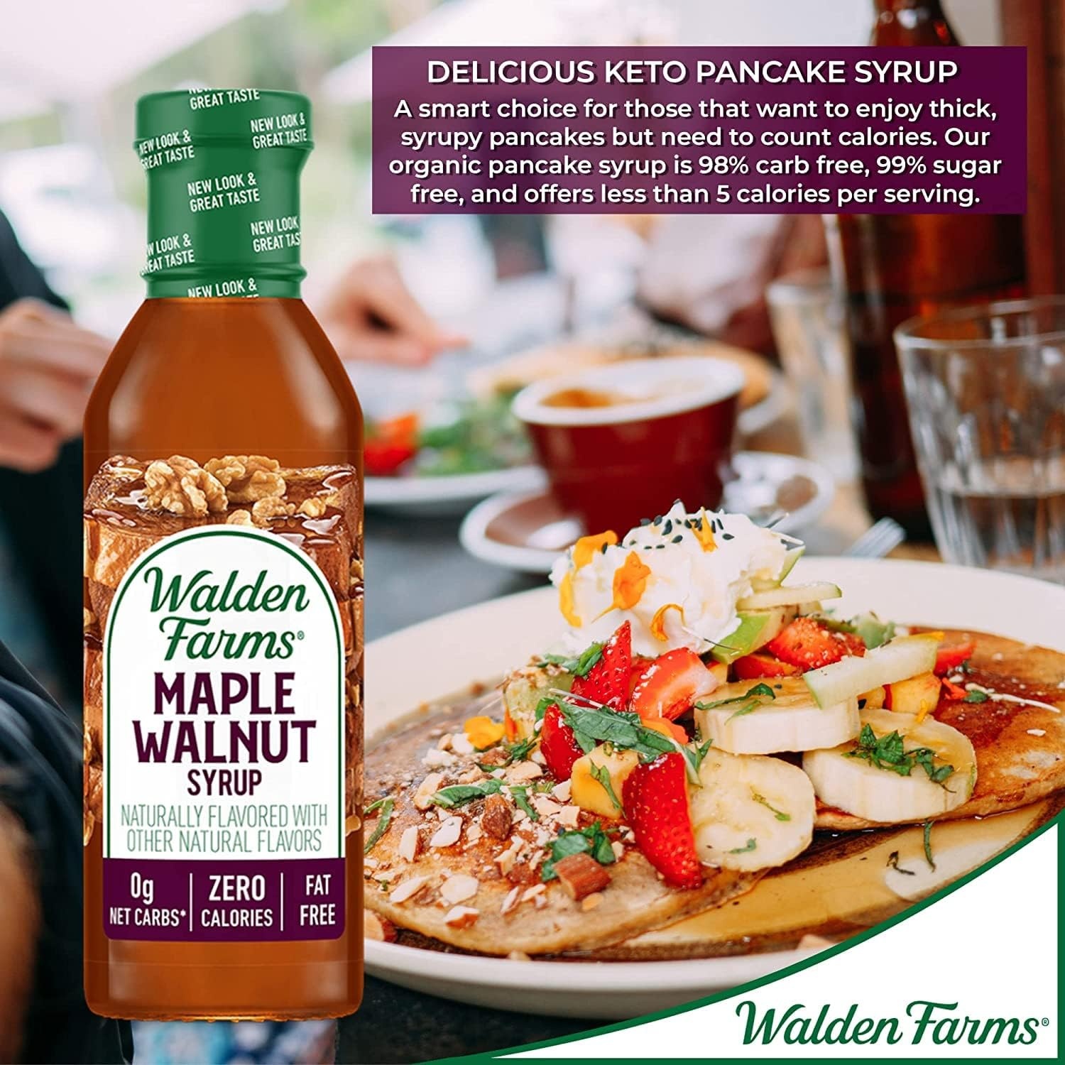 image:imageWalden Farms Caramel Syrup Perfect for Coffee Desserts Ice Cream Zero Calorie SugarFree Low Carb KetoFriendly GlutenFree Vegan 12 oz BottleMaple Walnut