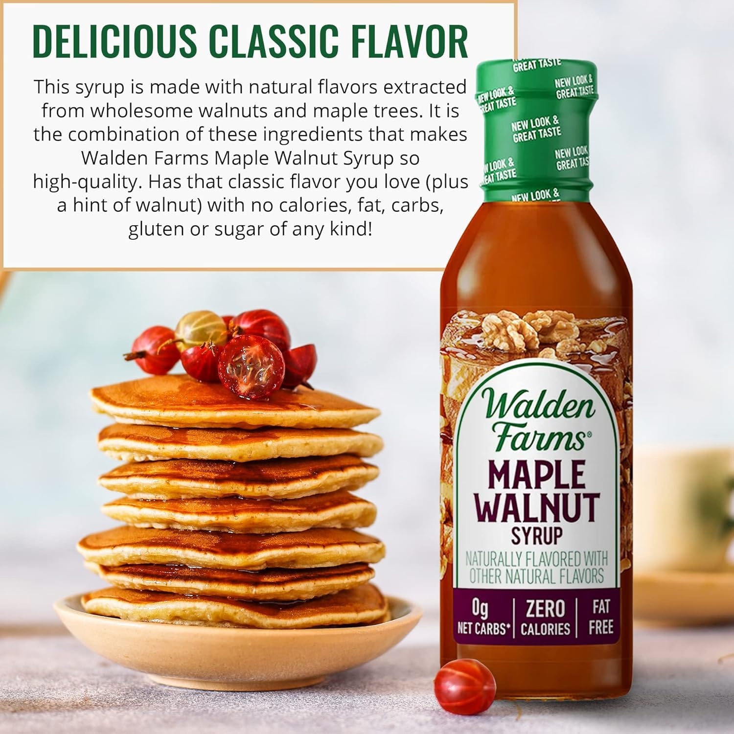 image:imageWalden Farms Caramel Syrup Perfect for Coffee Desserts Ice Cream Zero Calorie SugarFree Low Carb KetoFriendly GlutenFree Vegan 12 oz BottleMaple Walnut