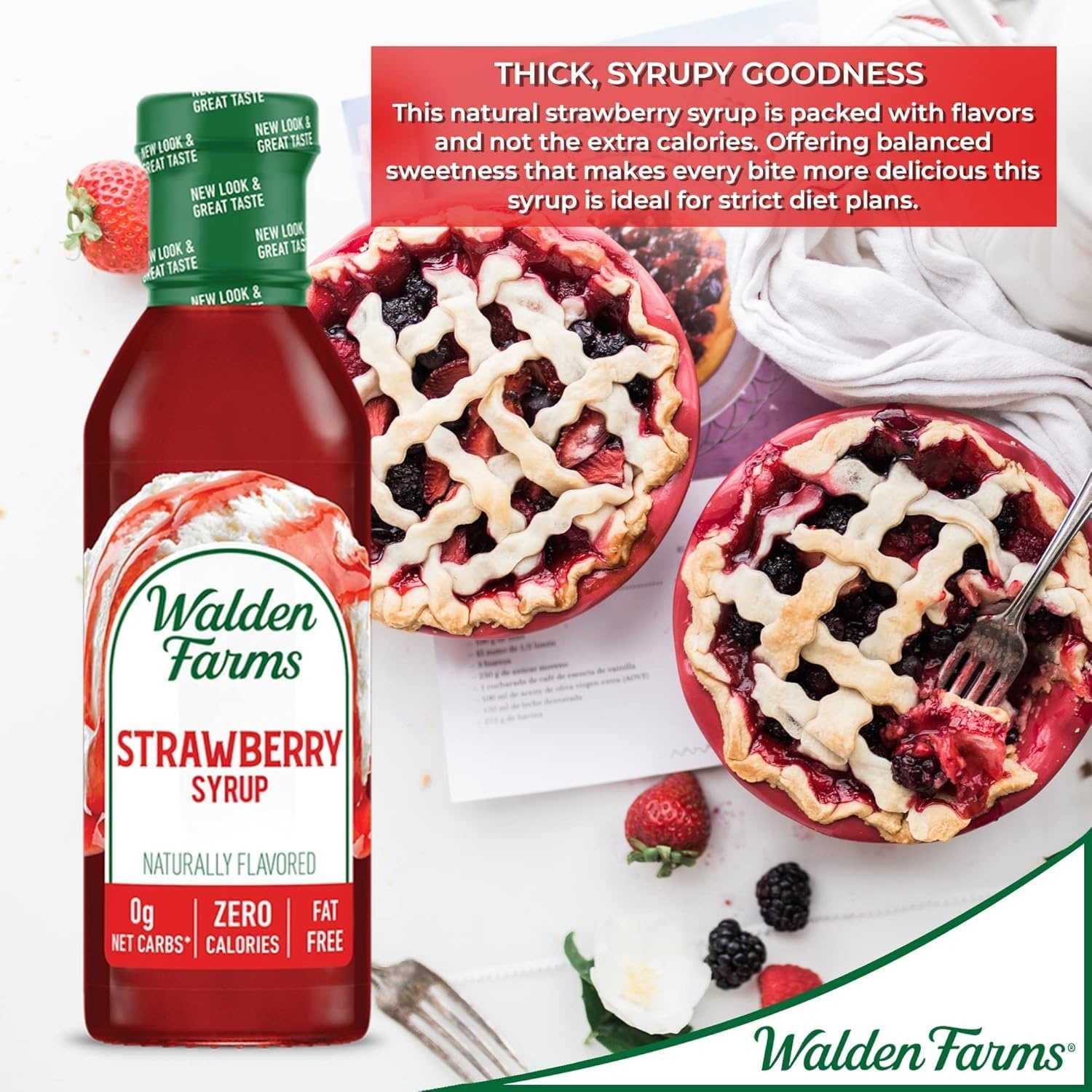 image:imageWalden Farms Caramel Syrup Perfect for Coffee Desserts Ice Cream Zero Calorie SugarFree Low Carb KetoFriendly GlutenFree Vegan 12 oz BottleStrawberry