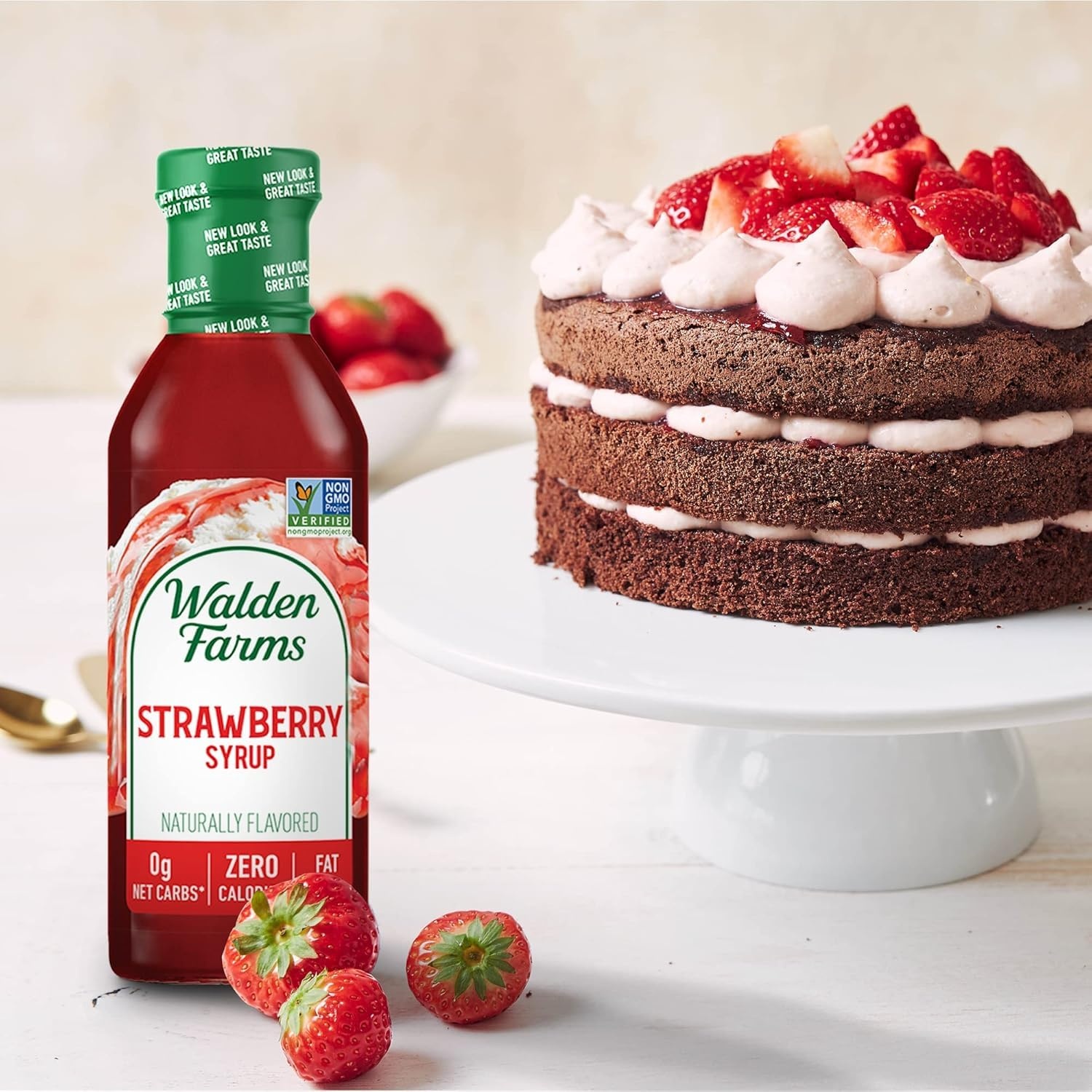 image:imageWalden Farms Caramel Syrup Perfect for Coffee Desserts Ice Cream Zero Calorie SugarFree Low Carb KetoFriendly GlutenFree Vegan 12 oz BottleStrawberry