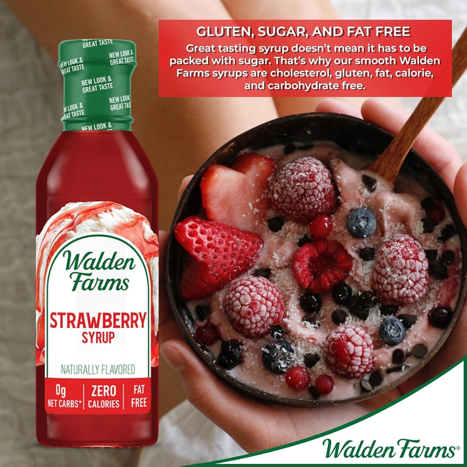 image:imageWalden Farms Caramel Syrup Perfect for Coffee Desserts Ice Cream Zero Calorie SugarFree Low Carb KetoFriendly GlutenFree Vegan 12 oz BottleStrawberry