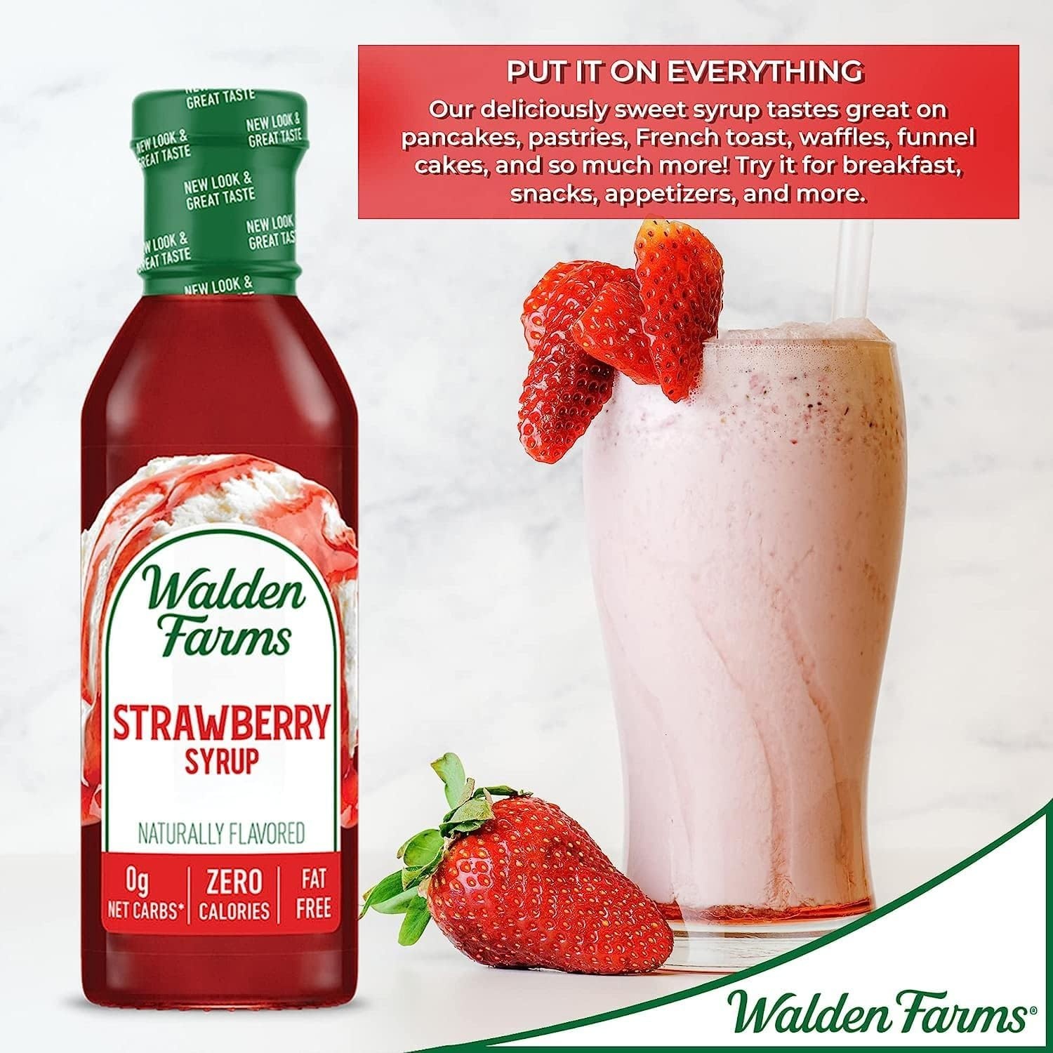 image:imageWalden Farms Caramel Syrup Perfect for Coffee Desserts Ice Cream Zero Calorie SugarFree Low Carb KetoFriendly GlutenFree Vegan 12 oz BottleStrawberry