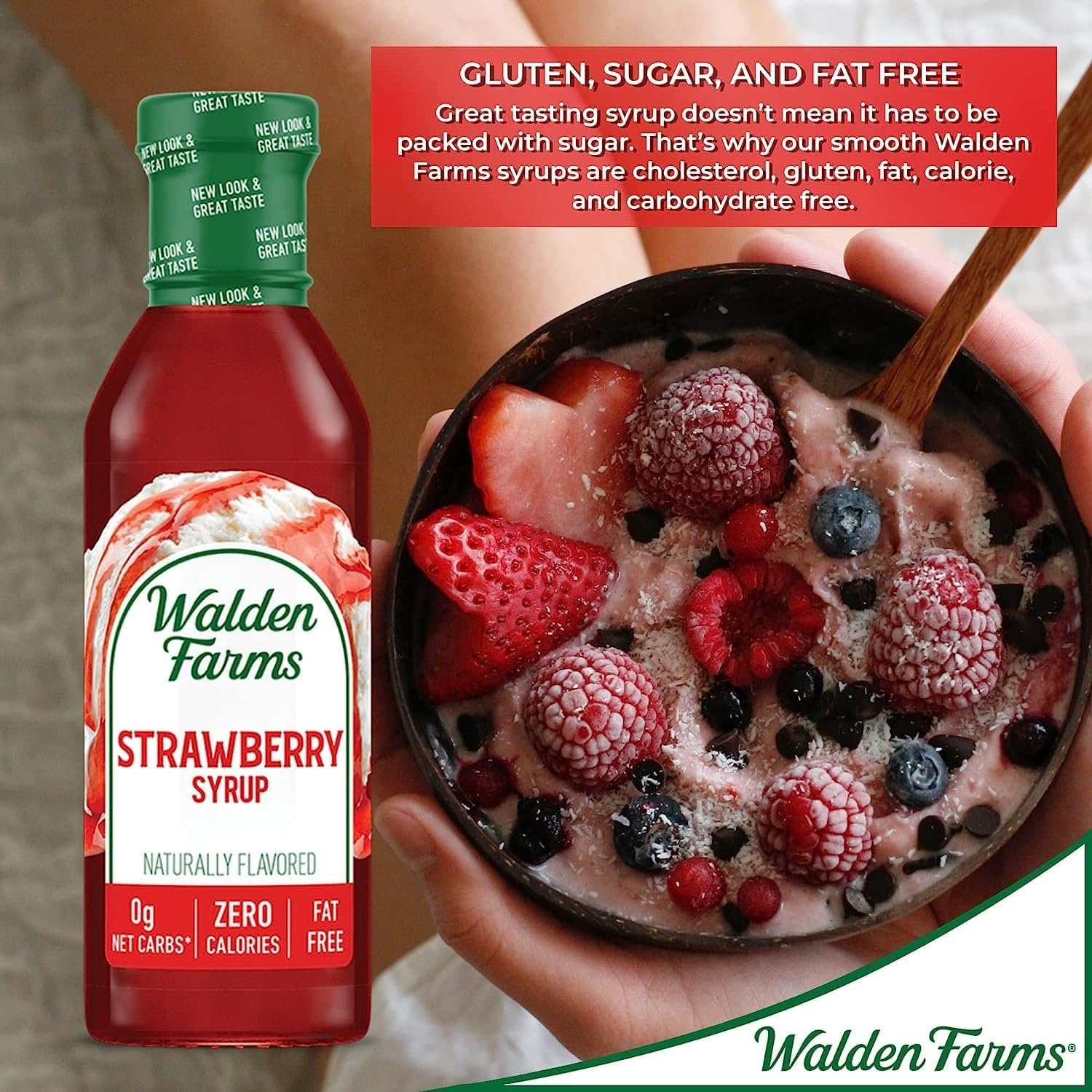 image:imageWalden Farms Caramel Syrup Perfect for Coffee Desserts Ice Cream Zero Calorie SugarFree Low Carb KetoFriendly GlutenFree Vegan 12 oz BottleStrawberry
