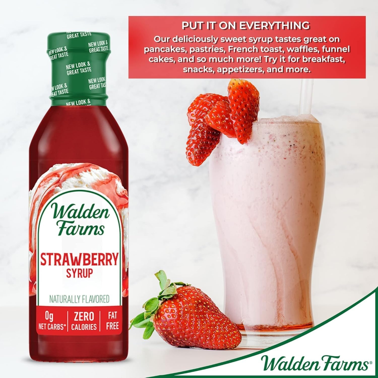 image:imageWalden Farms Caramel Syrup Perfect for Coffee Desserts Ice Cream Zero Calorie SugarFree Low Carb KetoFriendly GlutenFree Vegan 12 oz BottleStrawberry