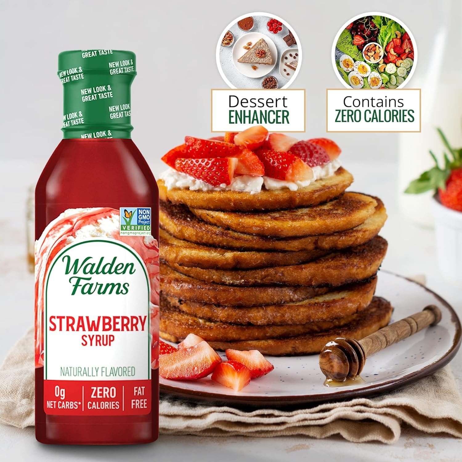 image:imageWalden Farms Caramel Syrup Perfect for Coffee Desserts Ice Cream Zero Calorie SugarFree Low Carb KetoFriendly GlutenFree Vegan 12 oz BottleStrawberry