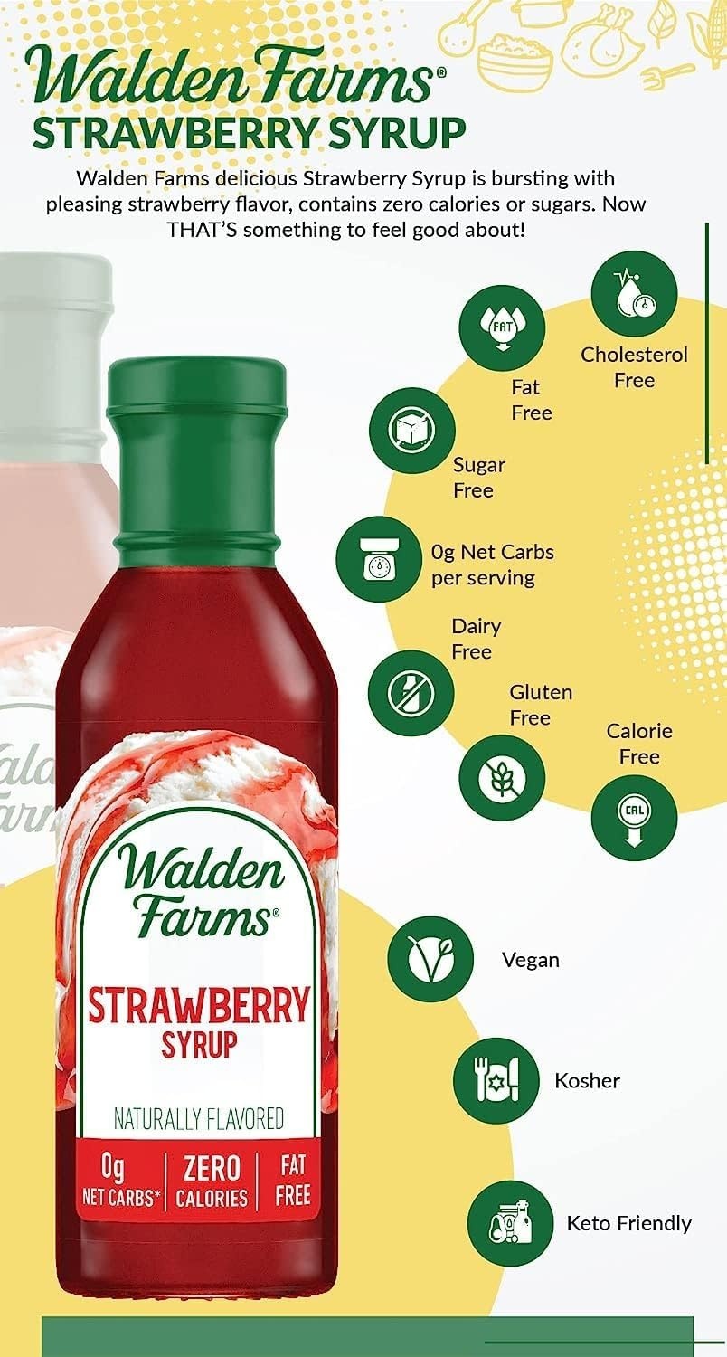image:imageWalden Farms Caramel Syrup Perfect for Coffee Desserts Ice Cream Zero Calorie SugarFree Low Carb KetoFriendly GlutenFree Vegan 12 oz BottleStrawberry