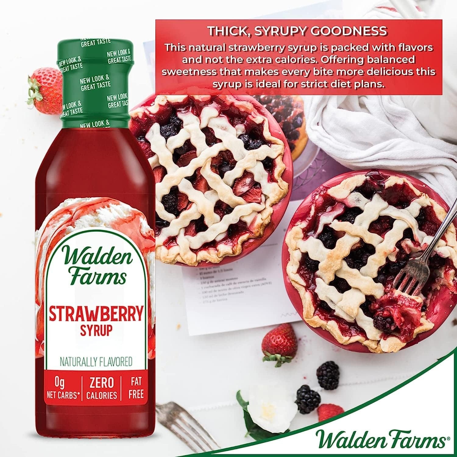 image:imageWalden Farms Caramel Syrup Perfect for Coffee Desserts Ice Cream Zero Calorie SugarFree Low Carb KetoFriendly GlutenFree Vegan 12 oz BottleStrawberry
