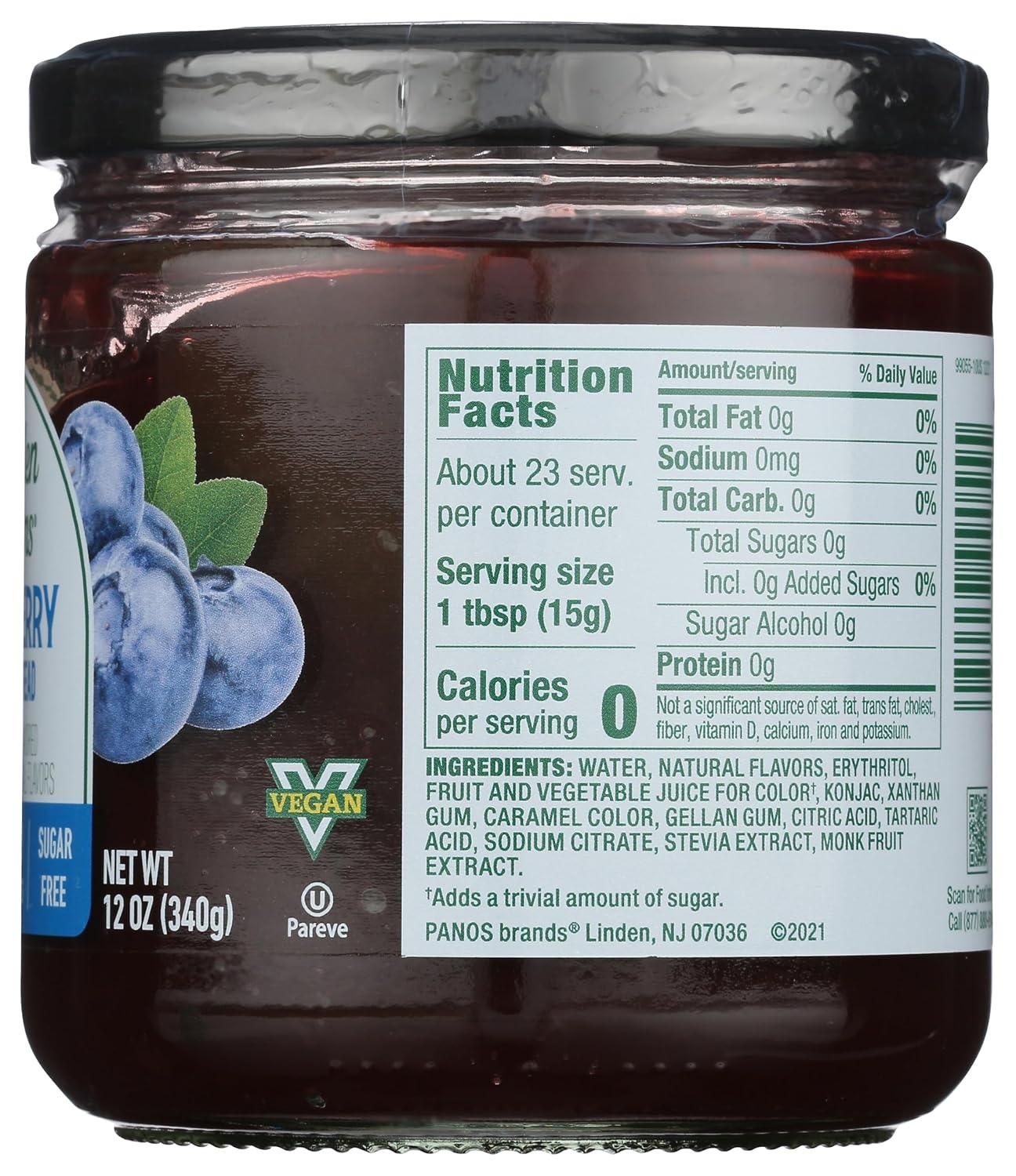 image:imageWalden Farms Chocolate Peanut Spread Zero Calorie Low Carb KetoFriendly Vegan SugarFree Chocolate Peanut Flavor 12 oz BottleBlueberry Fruit