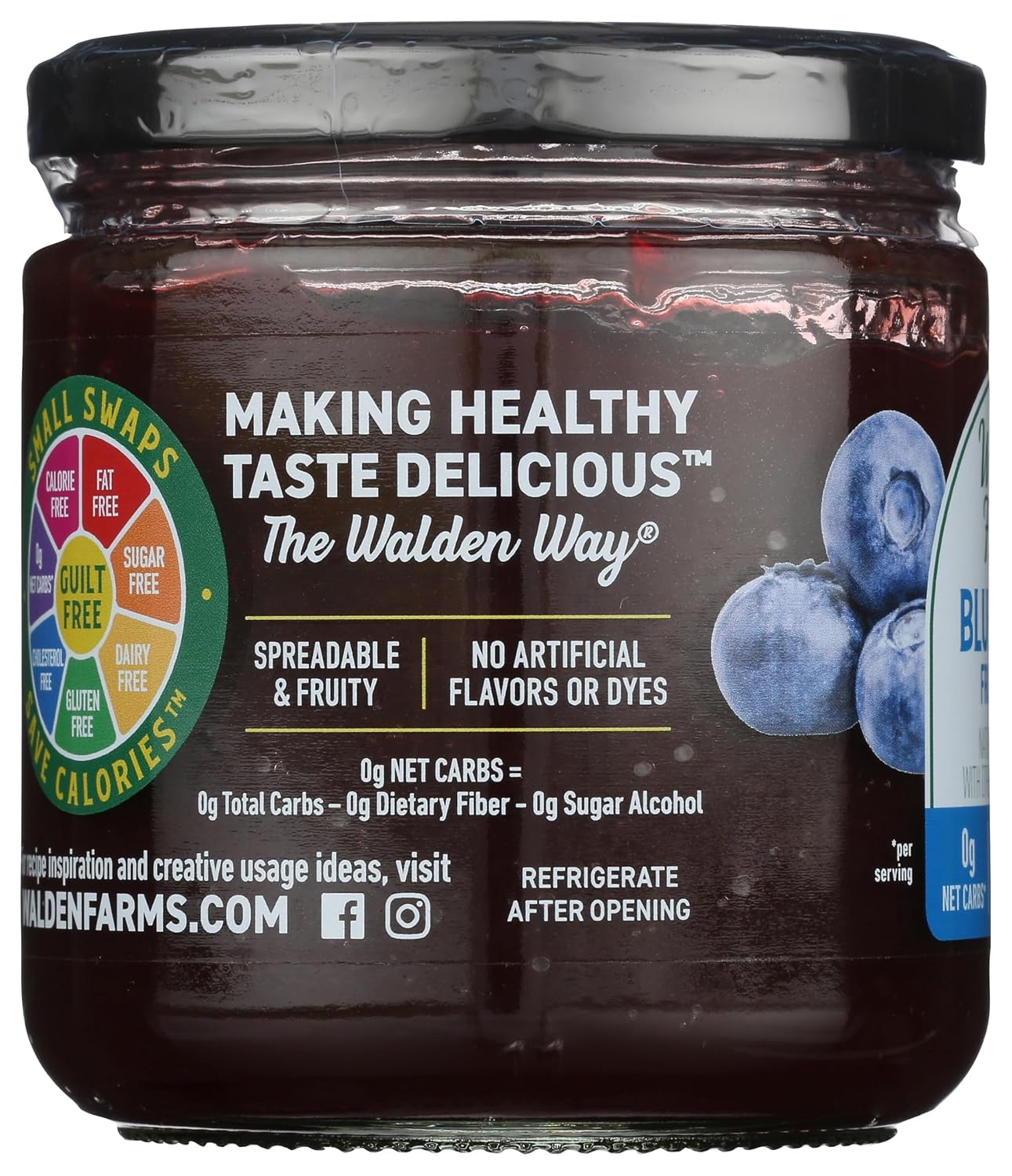 image:imageWalden Farms Chocolate Peanut Spread Zero Calorie Low Carb KetoFriendly Vegan SugarFree Chocolate Peanut Flavor 12 oz BottleBlueberry Fruit