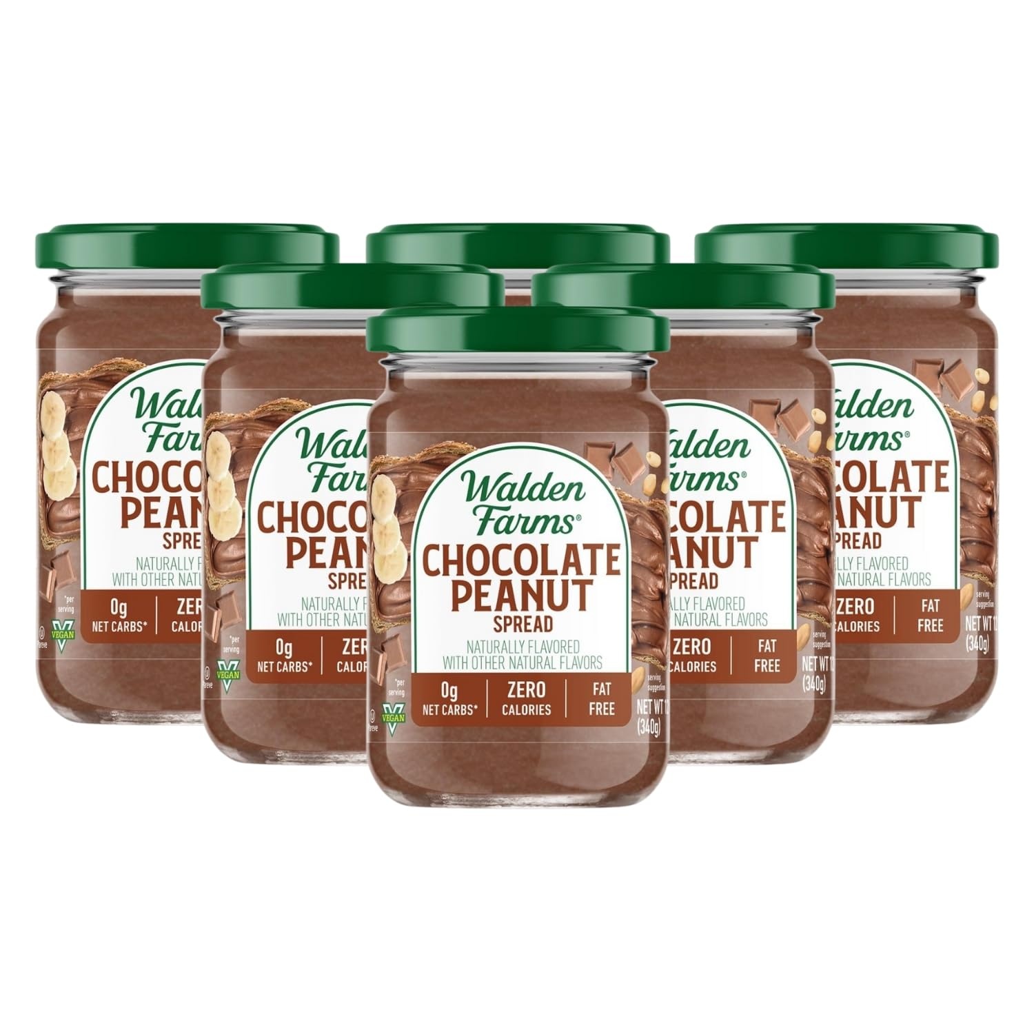 image:imageWalden Farms Chocolate Peanut Spread Zero Calorie Low Carb KetoFriendly Vegan SugarFree Chocolate Peanut Flavor 12 oz BottleChocolate Peanut