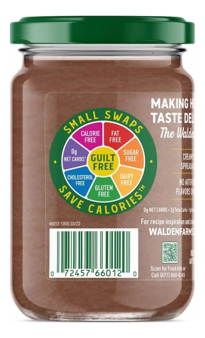 image:imageWalden Farms Chocolate Peanut Spread Zero Calorie Low Carb KetoFriendly Vegan SugarFree Chocolate Peanut Flavor 12 oz BottleChocolate Peanut