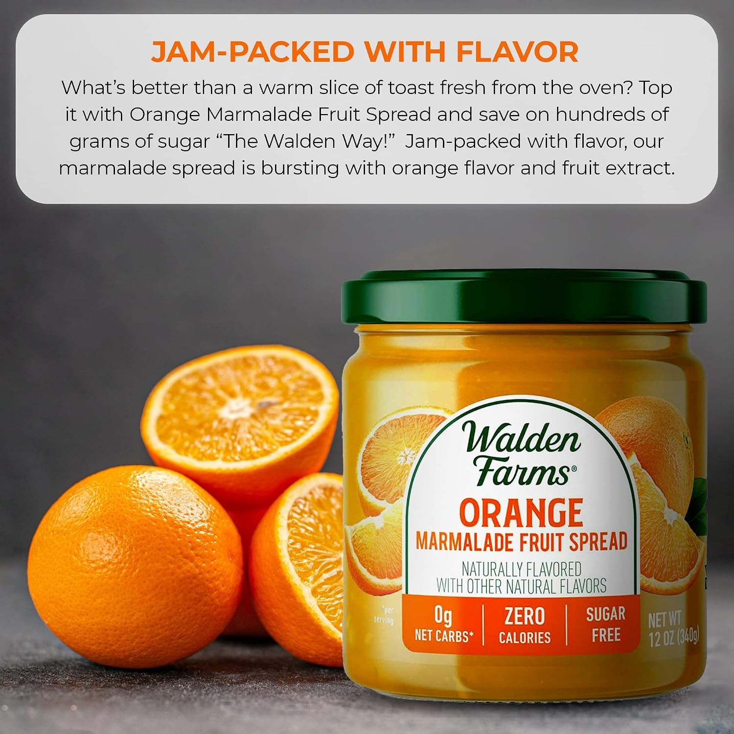 image:imageWalden Farms Chocolate Peanut Spread Zero Calorie Low Carb KetoFriendly Vegan SugarFree Chocolate Peanut Flavor 12 oz BottleOrange Marmalade Fruit