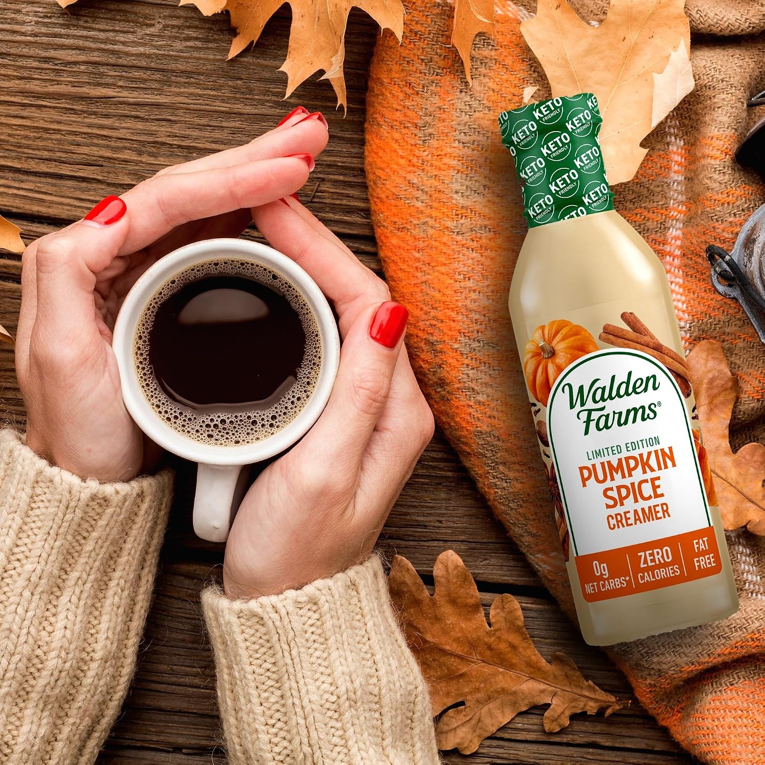 image:imageWalden Farms Coffee Creamers Variety Pack Original Sweet Cream Mocha Hazelnut amp French Vanilla Zero Calorie DairyFree Low Carb KetoFriendly SugarFree 5Pack 12 oz BottlesPumpkin Spice