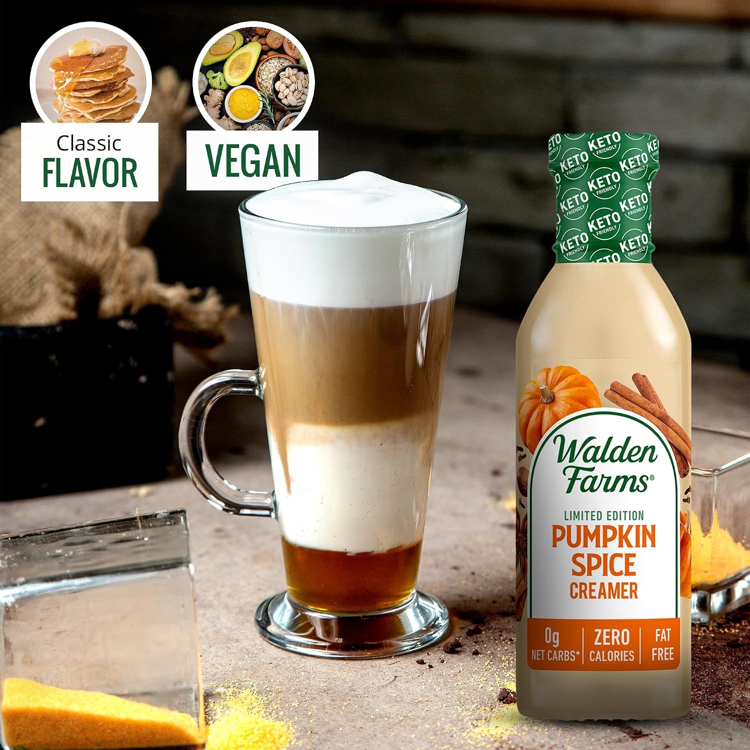 image:imageWalden Farms Coffee Creamers Variety Pack Original Sweet Cream Mocha Hazelnut amp French Vanilla Zero Calorie DairyFree Low Carb KetoFriendly SugarFree 5Pack 12 oz BottlesPumpkin Spice