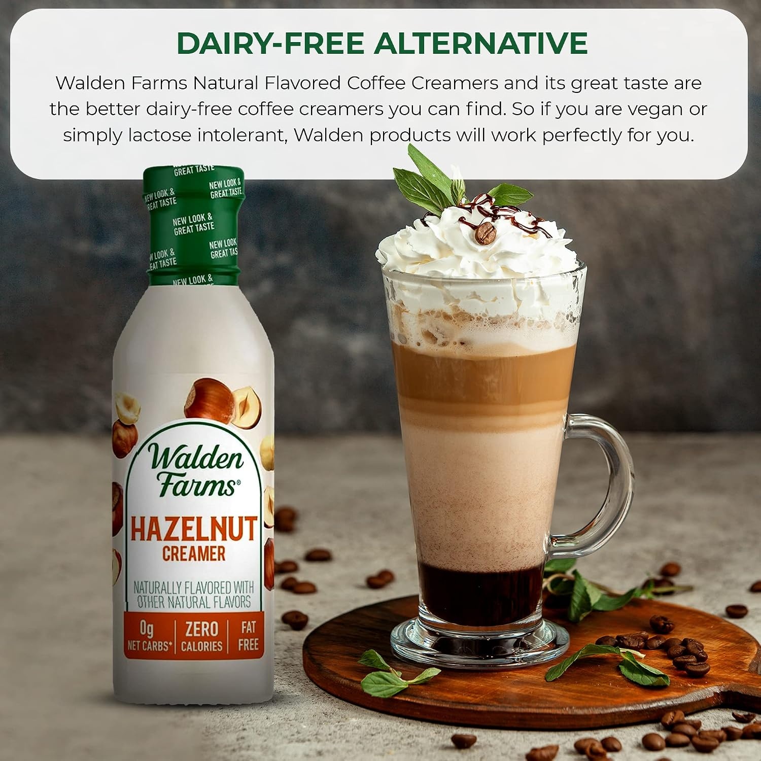 image:imageWalden Farms Hazelnut Coffee Creamer Zero Calorie FatFree SugarFree Low Carb KetoFriendly DairyFree Vegan 2Pack 12 oz Bottles