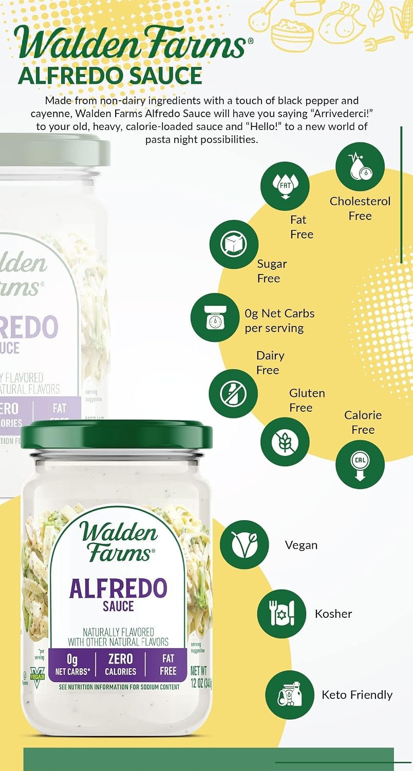 image:imageWalden Farms Hickory Smoked BBQ Sauce Zero Calorie Sugar Free Keto amp No Carb Gourmet Marinade for Chicken Ribs Pork amp More 12 oz BottleAlfredo