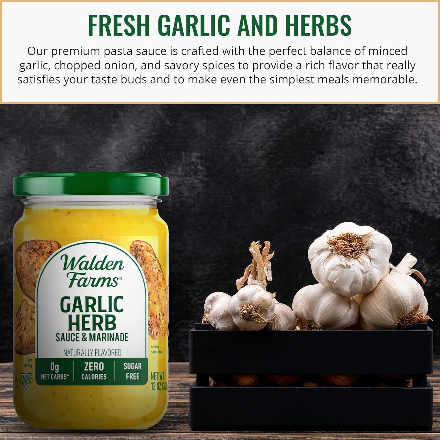 image:imageWalden Farms Hickory Smoked BBQ Sauce Zero Calorie Sugar Free Keto amp No Carb Gourmet Marinade for Chicken Ribs Pork amp More 12 oz BottleGarlic Herb