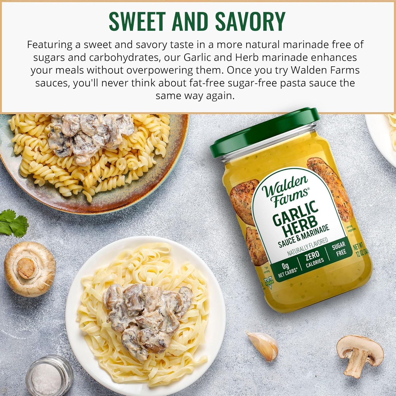 image:imageWalden Farms Hickory Smoked BBQ Sauce Zero Calorie Sugar Free Keto amp No Carb Gourmet Marinade for Chicken Ribs Pork amp More 12 oz BottleGarlic Herb Tomato Basil Alfredo