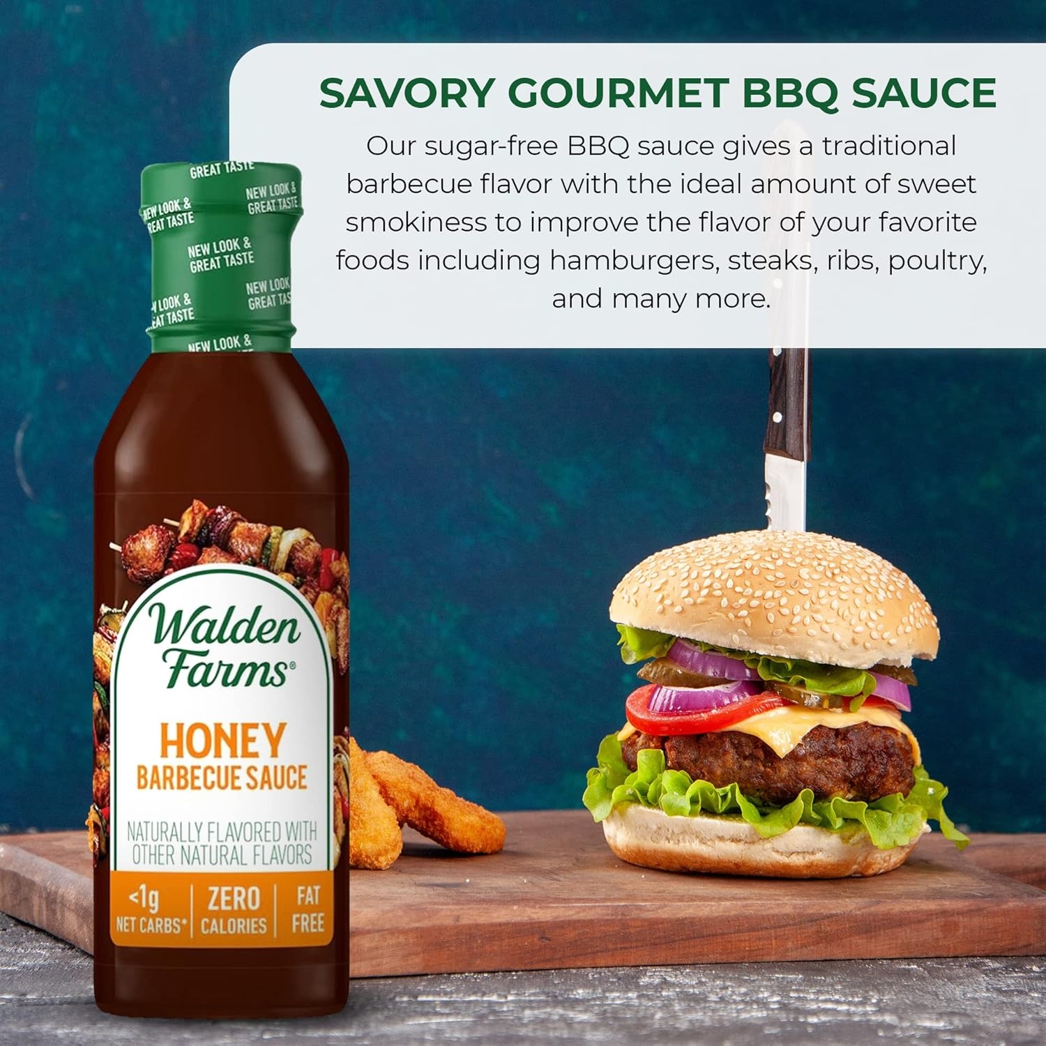 image:imageWalden Farms Hickory Smoked BBQ Sauce Zero Calorie Sugar Free Keto amp No Carb Gourmet Marinade for Chicken Ribs Pork amp More 12 oz BottleHoney Barbecue
