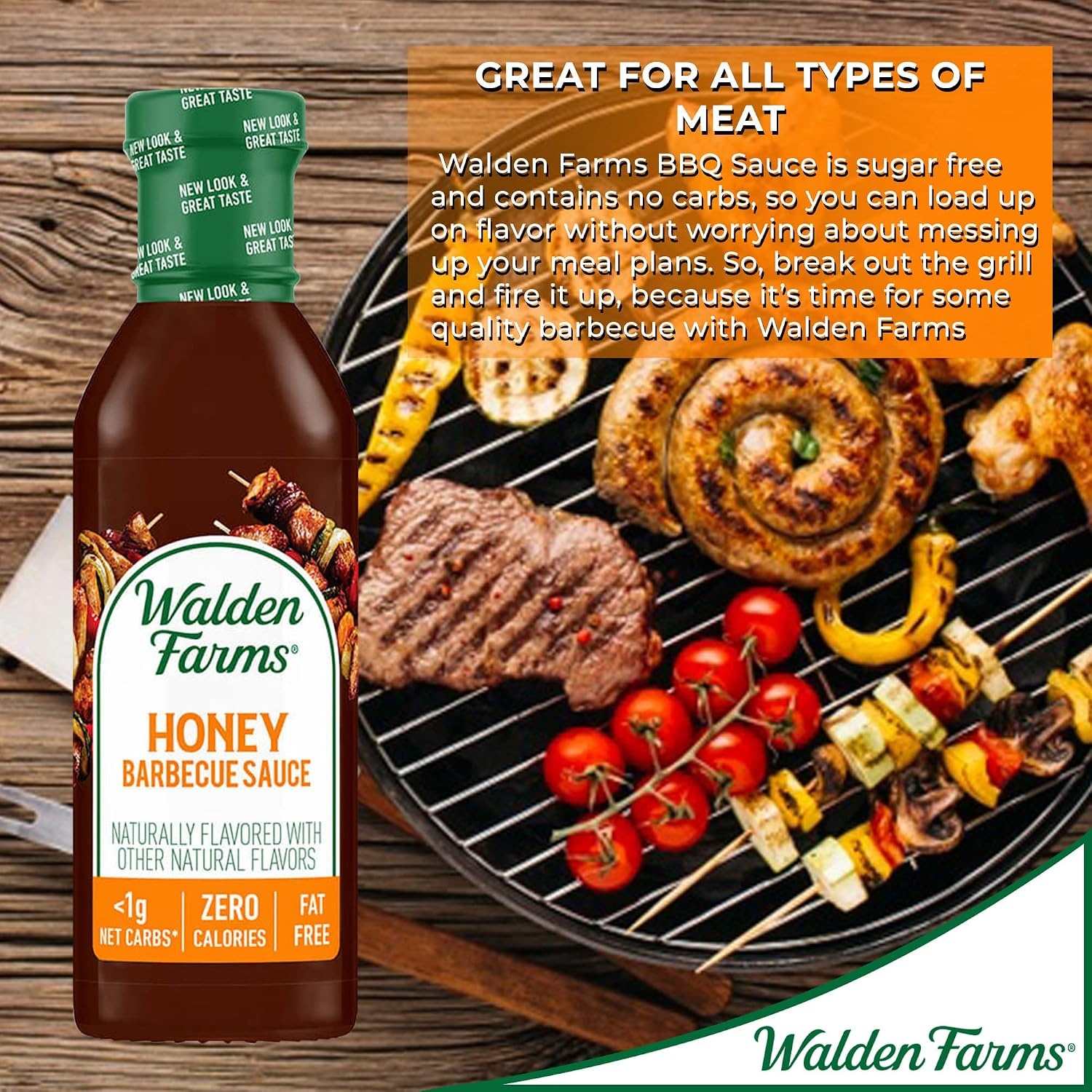 image:imageWalden Farms Hickory Smoked BBQ Sauce Zero Calorie Sugar Free Keto amp No Carb Gourmet Marinade for Chicken Ribs Pork amp More 12 oz BottleHoney Barbecue