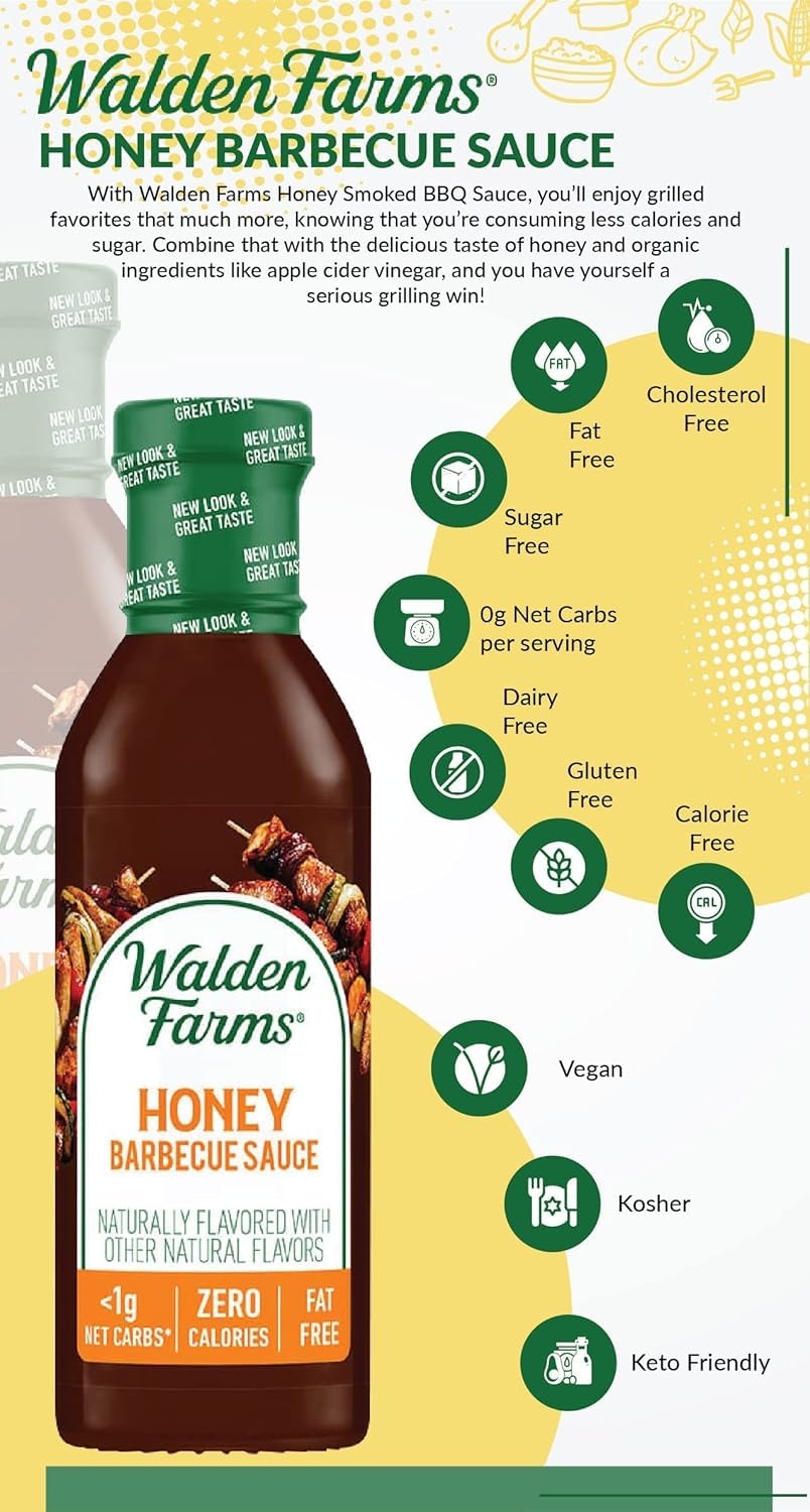 image:imageWalden Farms Hickory Smoked BBQ Sauce Zero Calorie Sugar Free Keto amp No Carb Gourmet Marinade for Chicken Ribs Pork amp More 12 oz BottleHoney Barbecue