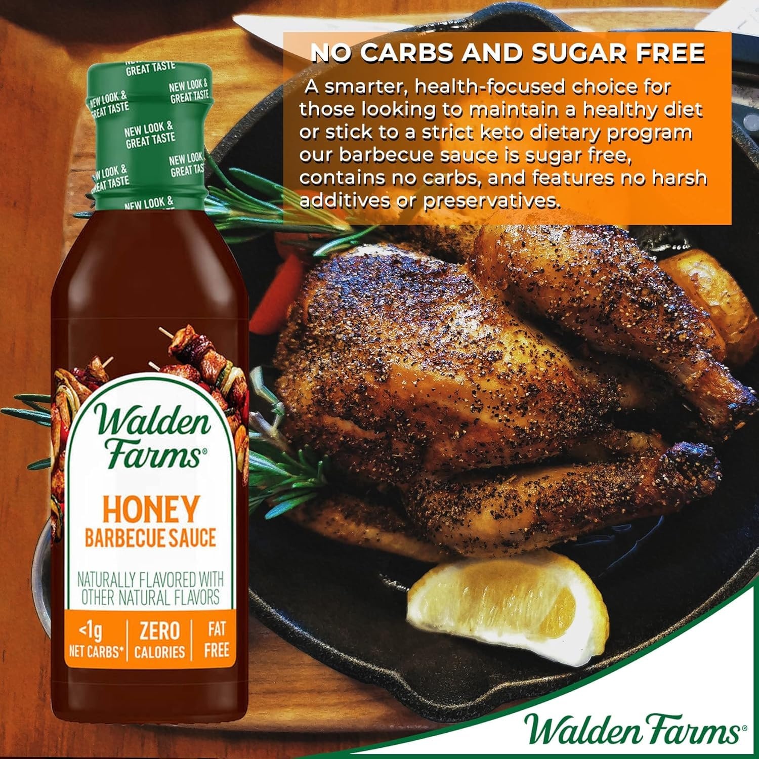 image:imageWalden Farms Hickory Smoked BBQ Sauce Zero Calorie Sugar Free Keto amp No Carb Gourmet Marinade for Chicken Ribs Pork amp More 12 oz BottleHoney Barbecue