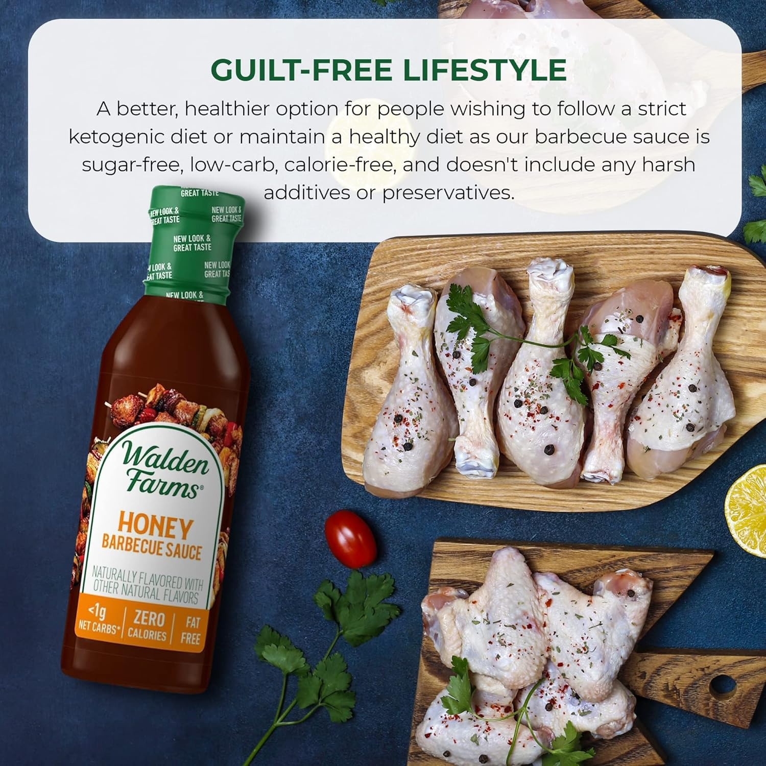 image:imageWalden Farms Hickory Smoked BBQ Sauce Zero Calorie Sugar Free Keto amp No Carb Gourmet Marinade for Chicken Ribs Pork amp More 12 oz BottleHoney Barbecue