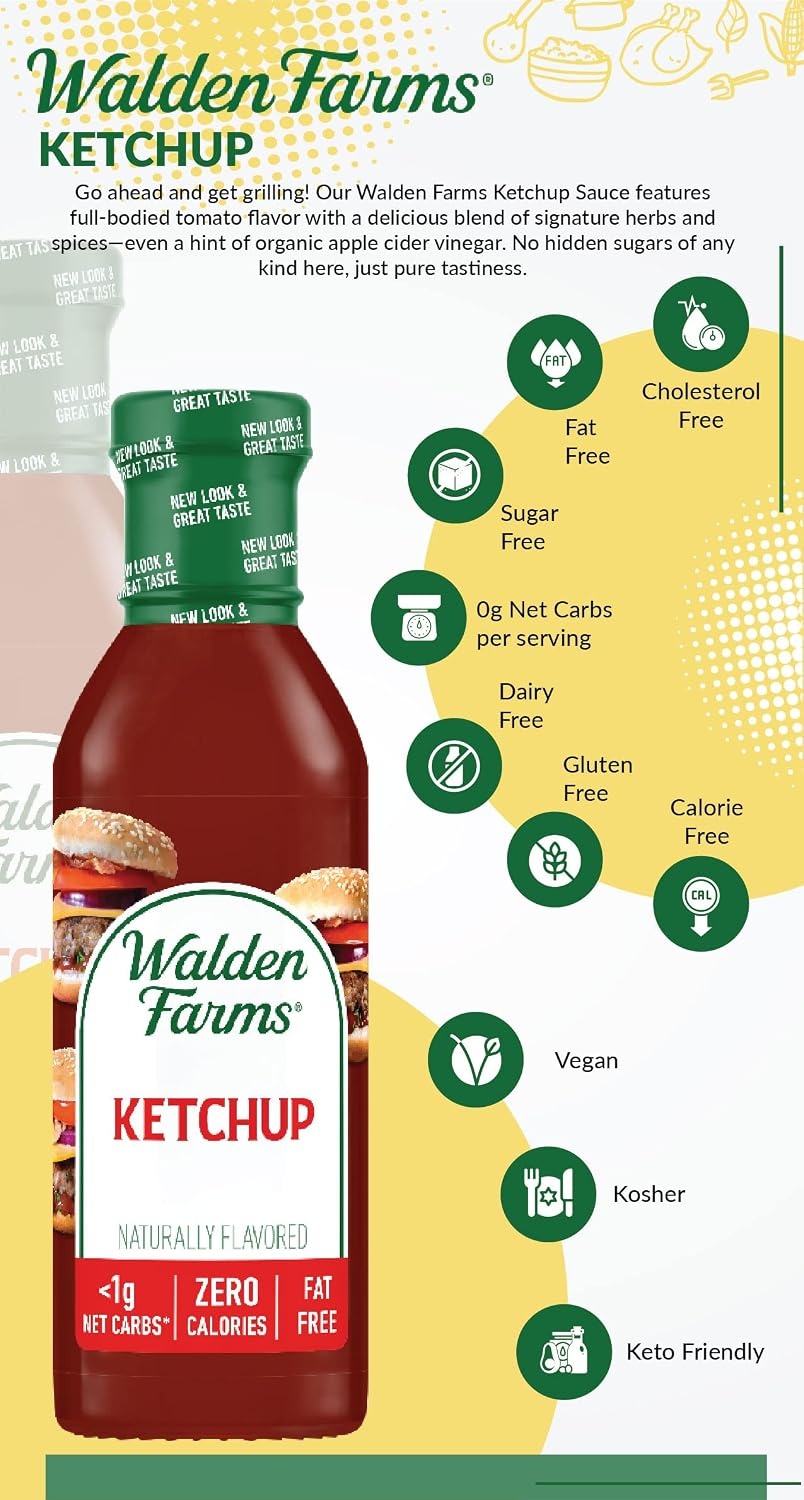 image:imageWalden Farms Hickory Smoked BBQ Sauce Zero Calorie Sugar Free Keto amp No Carb Gourmet Marinade for Chicken Ribs Pork amp More 12 oz BottleKetchup