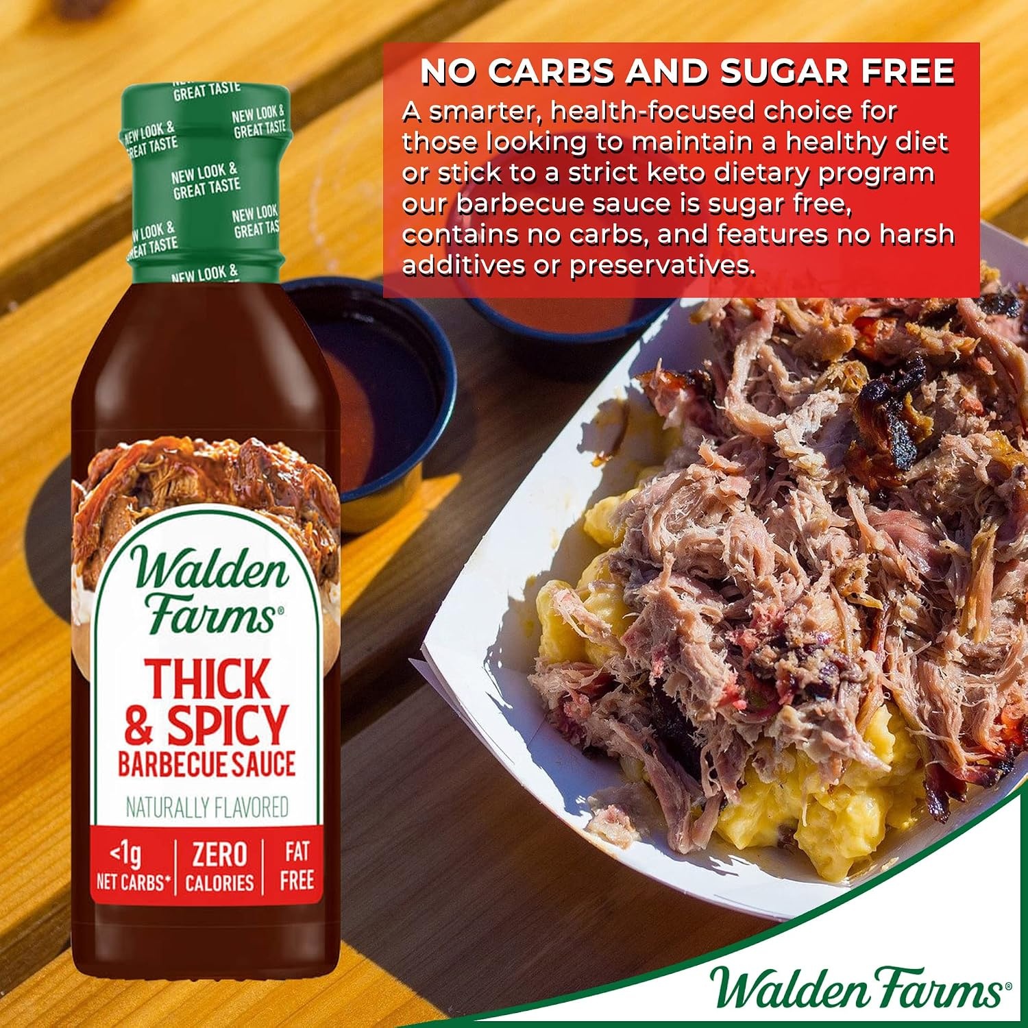 image:imageWalden Farms Hickory Smoked BBQ Sauce Zero Calorie Sugar Free Keto amp No Carb Gourmet Marinade for Chicken Ribs Pork amp More 12 oz BottleThick Spicy Barbecue