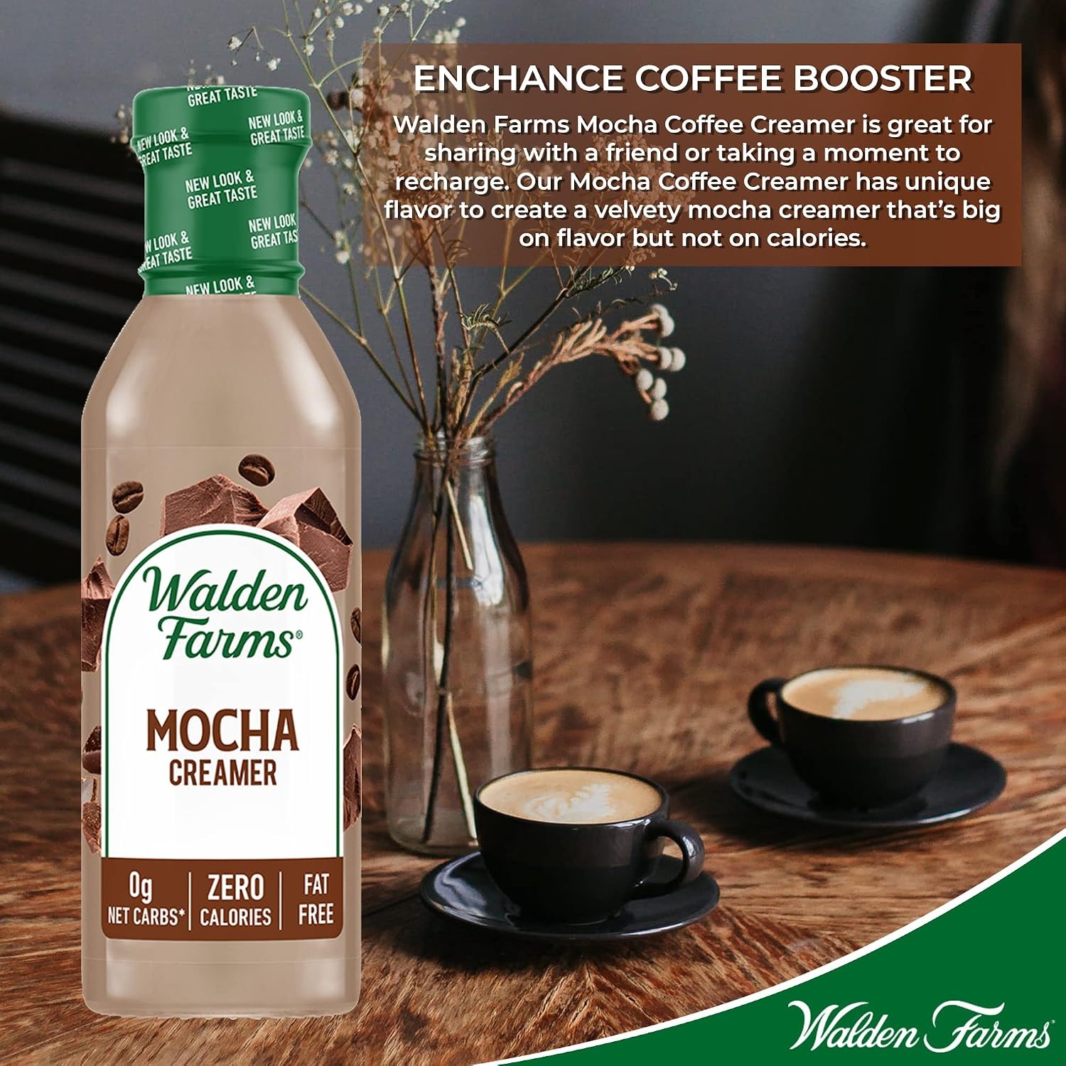 image:imageWalden Farms Mocha Coffee Creamer 12 oz Bottle Pack of 12 Rich amp Smooth Fresh and Flavorful Vegan Paleo and Keto Friendly NonDairy Milk Substitute 0g Net Carbs For Coffee Tea Smoothies Shakes Cocktails and More