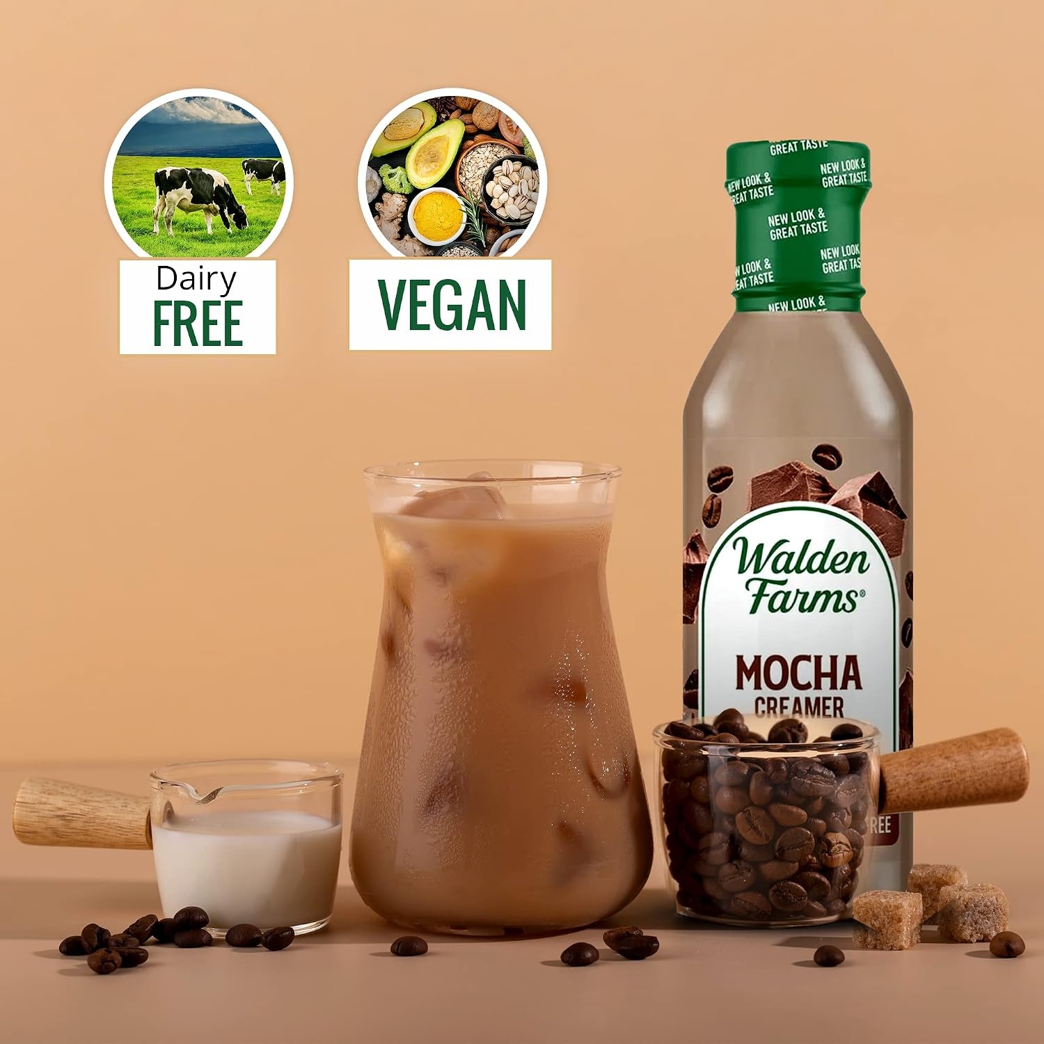 image:imageWalden Farms Mocha Coffee Creamer 12 oz Bottle Pack of 12 Rich amp Smooth Fresh and Flavorful Vegan Paleo and Keto Friendly NonDairy Milk Substitute 0g Net Carbs For Coffee Tea Smoothies Shakes Cocktails and More