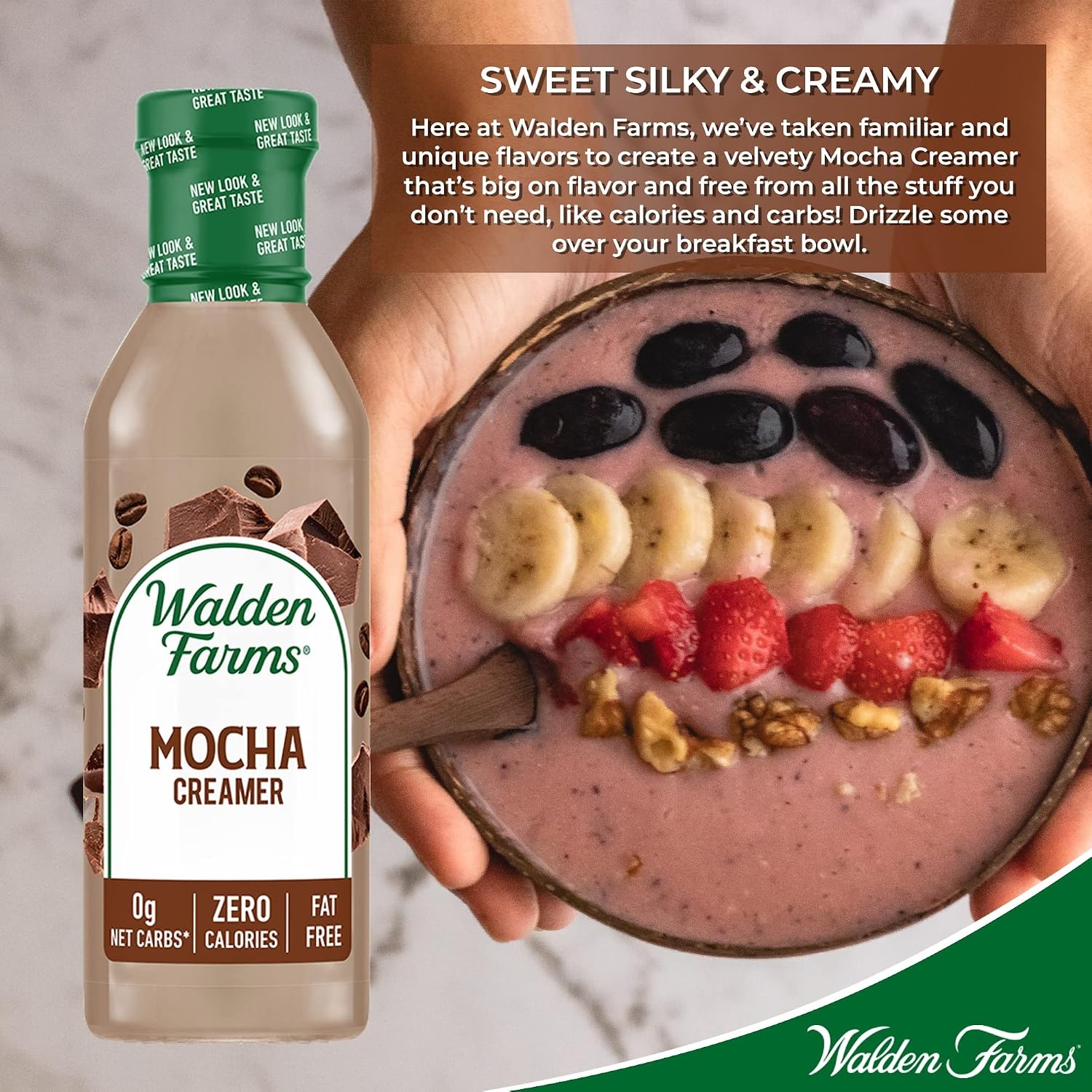 image:imageWalden Farms Mocha Coffee Creamer 12 oz Bottle Pack of 12 Rich amp Smooth Fresh and Flavorful Vegan Paleo and Keto Friendly NonDairy Milk Substitute 0g Net Carbs For Coffee Tea Smoothies Shakes Cocktails and More