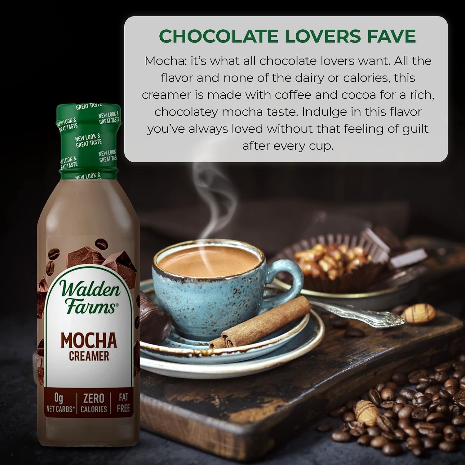 image:imageWalden Farms Mocha Coffee Creamer 12 oz Bottle Pack of 12 Rich amp Smooth Fresh and Flavorful Vegan Paleo and Keto Friendly NonDairy Milk Substitute 0g Net Carbs For Coffee Tea Smoothies Shakes Cocktails and More