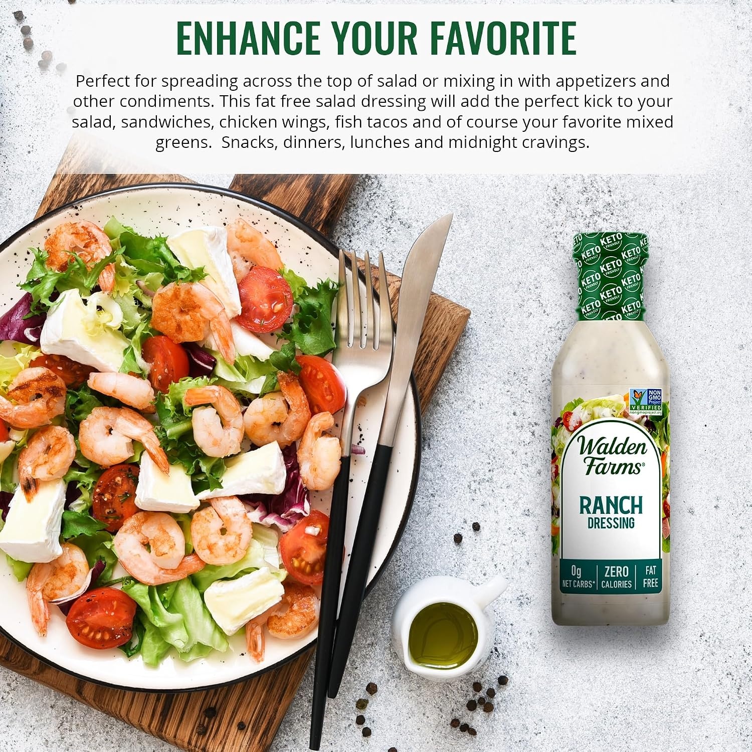 image:imageWalden Farms Ranch Dressing CalorieFree GlutenFree Low Carb KetoFriendly SugarFree Classic Ranch Flavor 12 oz Bottle x 2