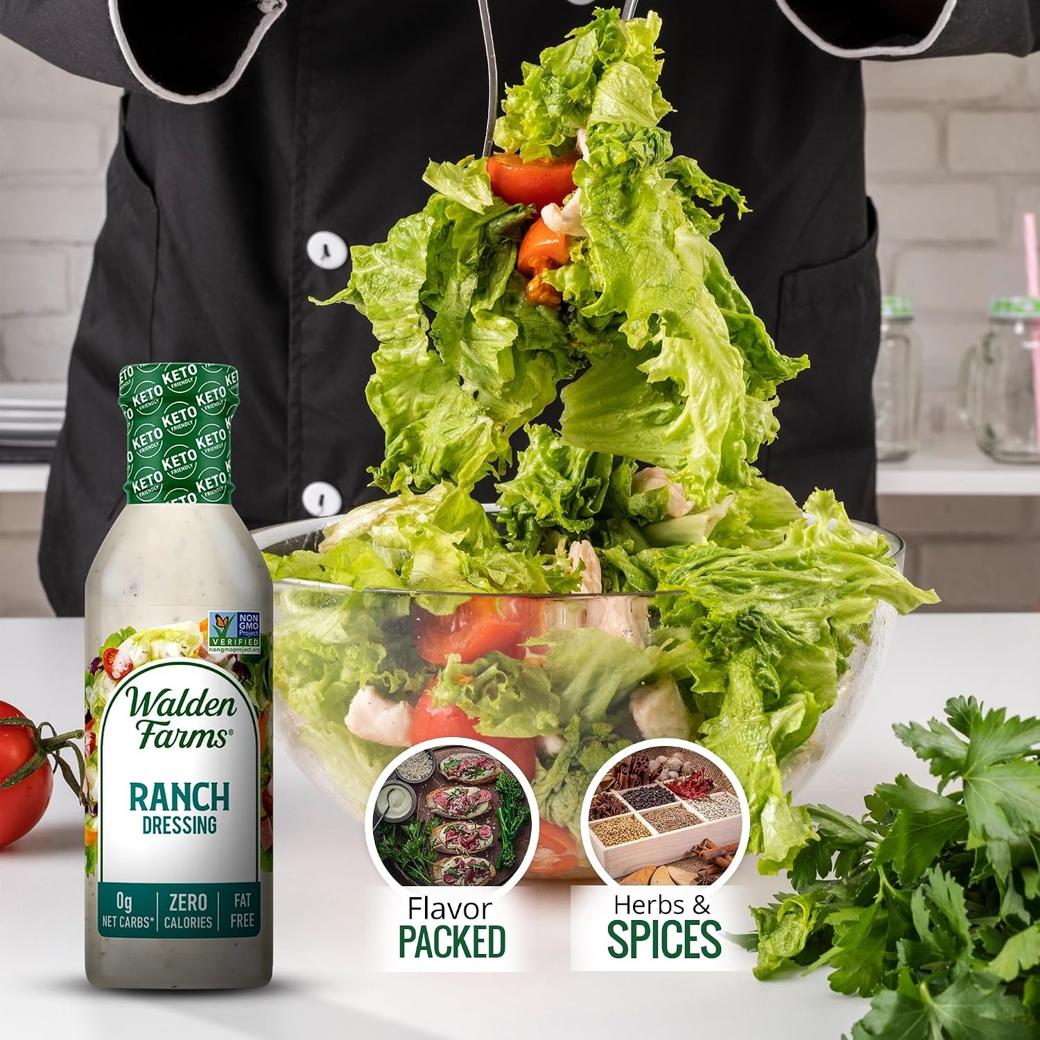 image:imageWalden Farms Ranch Dressing CalorieFree GlutenFree Low Carb KetoFriendly SugarFree Classic Ranch Flavor 12 oz Bottle x 2
