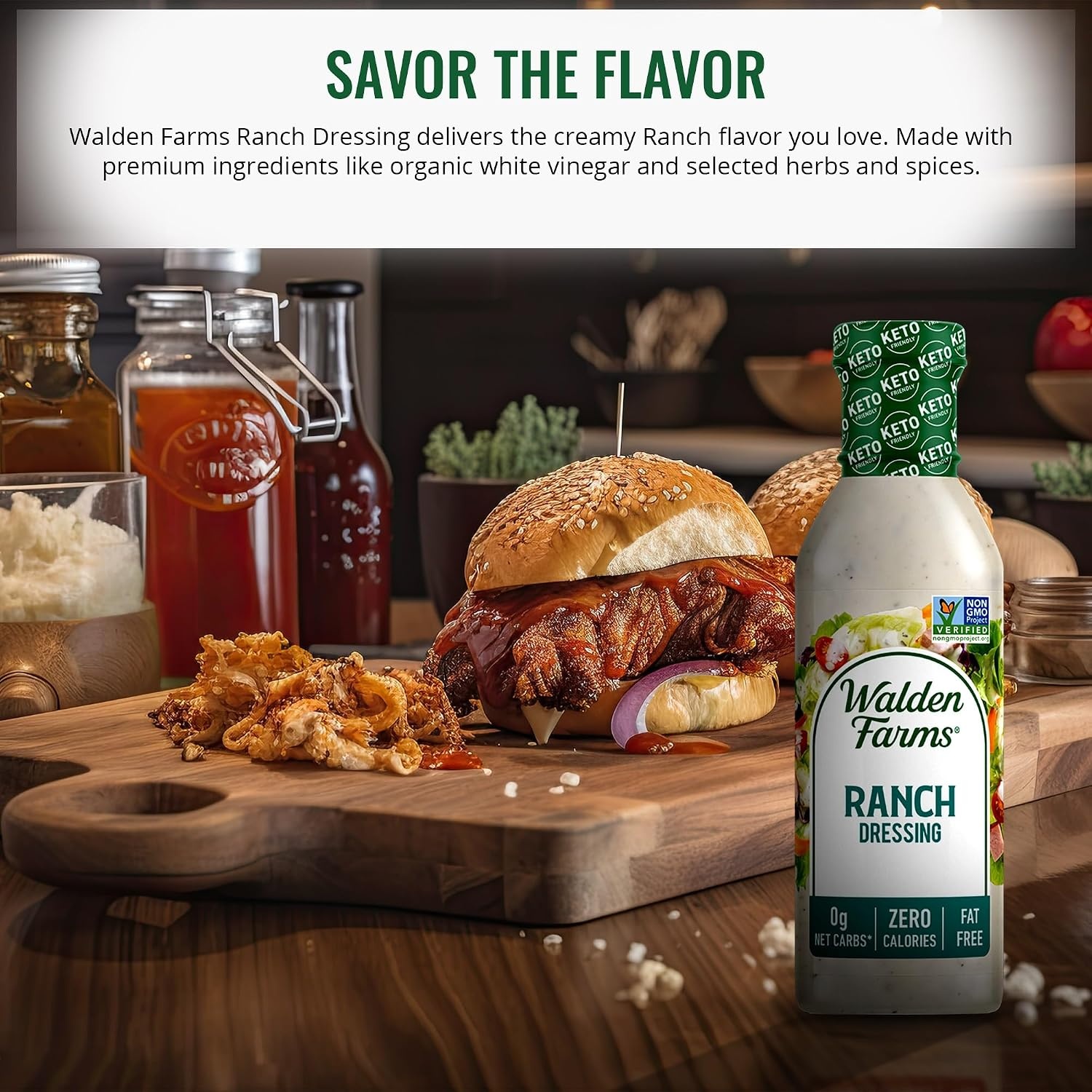 image:imageWalden Farms Ranch Dressing CalorieFree GlutenFree Low Carb KetoFriendly SugarFree Classic Ranch Flavor 12 oz Bottle x 2