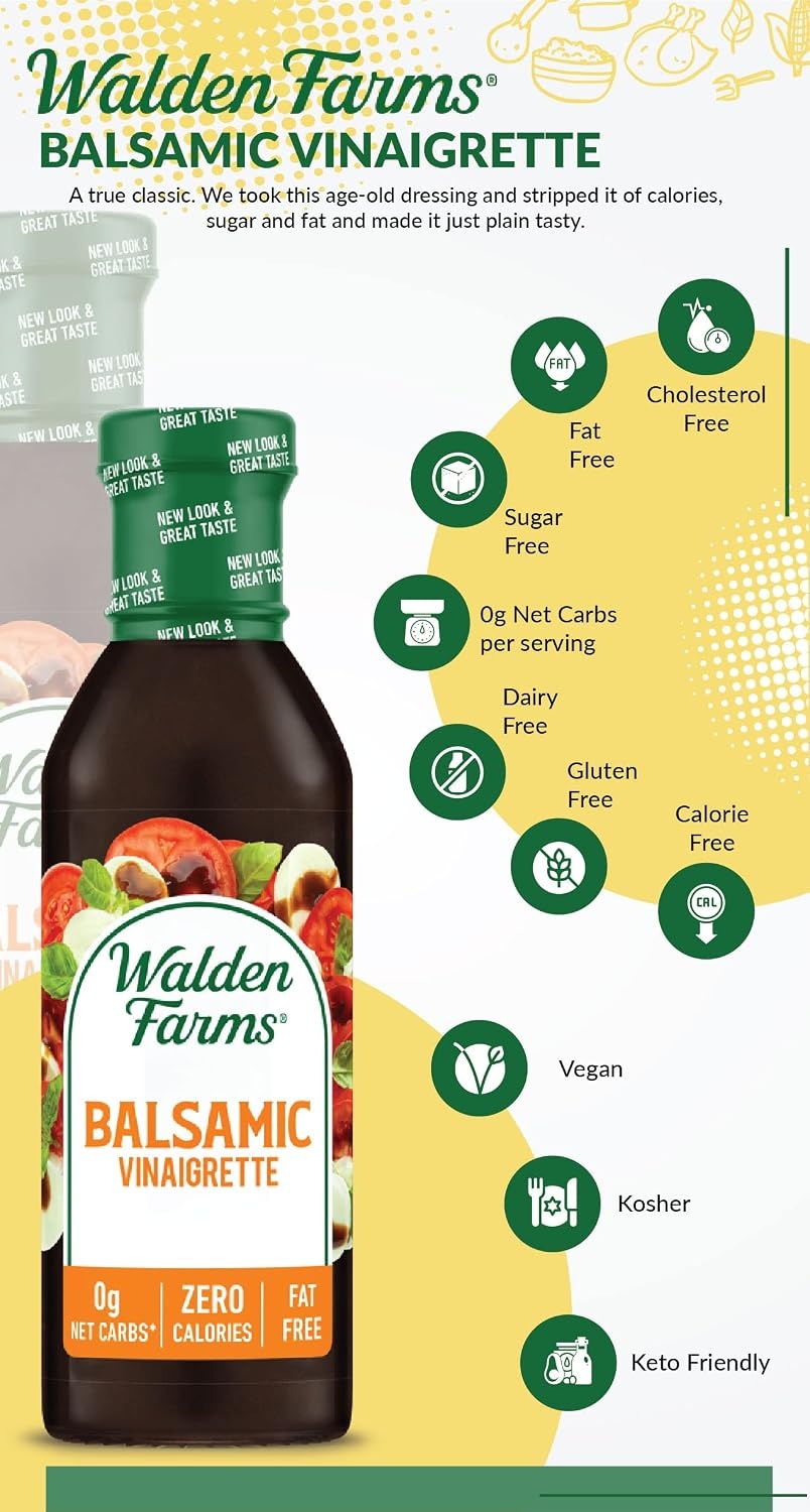 image:imageWalden Farms Ranch Dressing CalorieFree GlutenFree Low Carb KetoFriendly SugarFree DairyFree Creamy Ranch Flavor 1 Pack 12 oz BottleBalsamic Vinaigrette