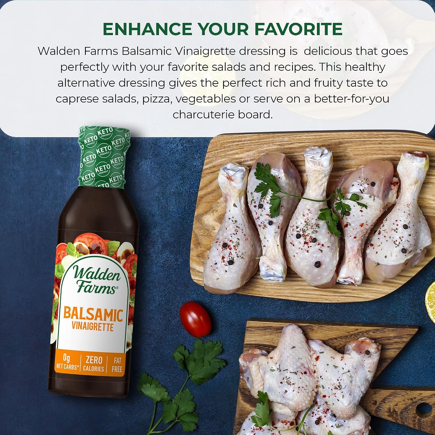 image:imageWalden Farms Ranch Dressing CalorieFree GlutenFree Low Carb KetoFriendly SugarFree DairyFree Creamy Ranch Flavor 1 Pack 12 oz BottleBalsamic Vinaigrette