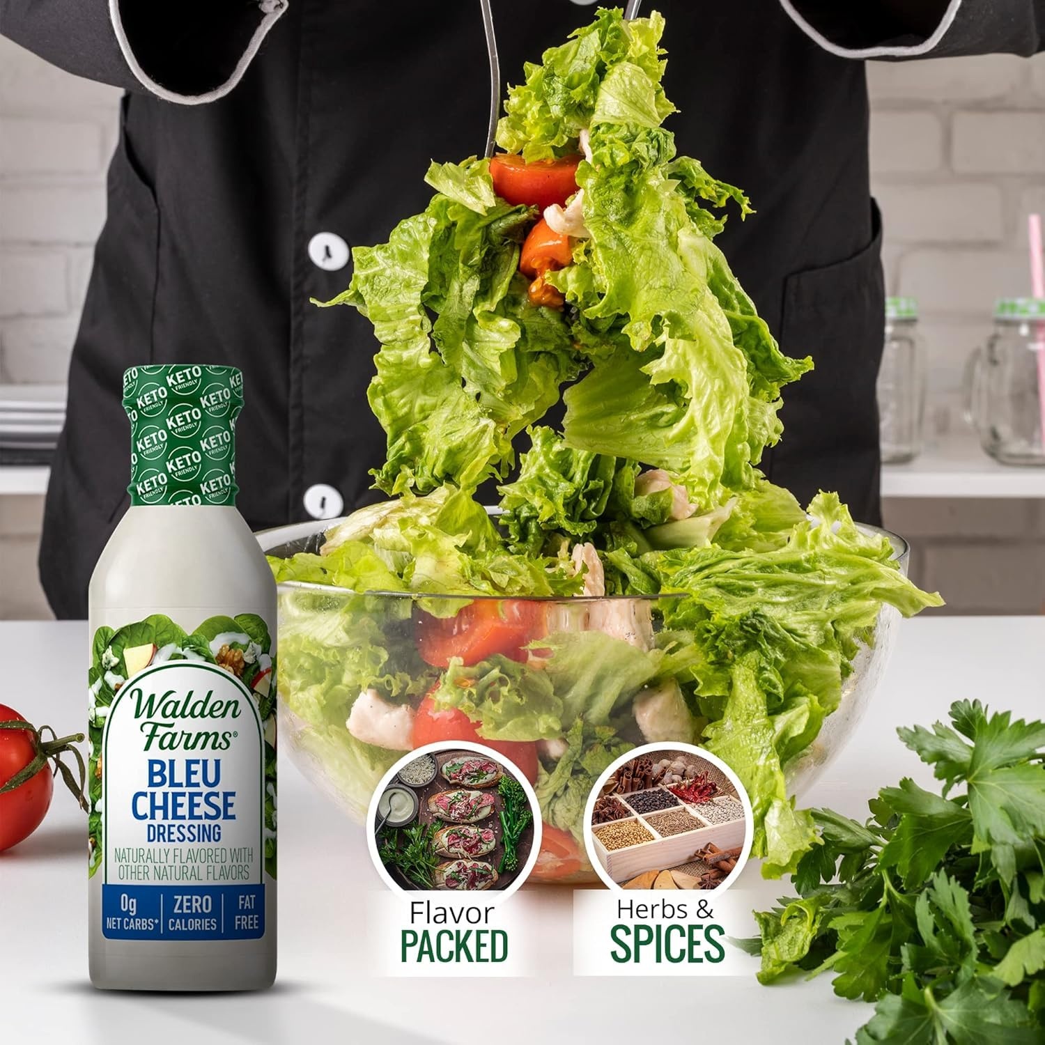 image:imageWalden Farms Ranch Dressing CalorieFree GlutenFree Low Carb KetoFriendly SugarFree DairyFree Creamy Ranch Flavor 1 Pack 12 oz BottleBleu Cheese
