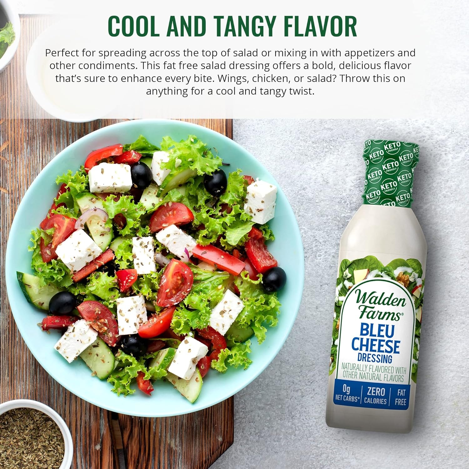 image:imageWalden Farms Ranch Dressing CalorieFree GlutenFree Low Carb KetoFriendly SugarFree DairyFree Creamy Ranch Flavor 1 Pack 12 oz BottleBleu Cheese