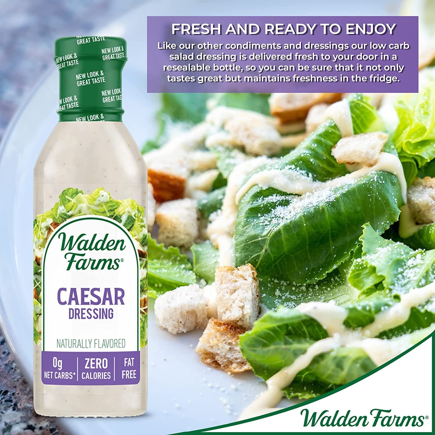 image:imageWalden Farms Ranch Dressing CalorieFree GlutenFree Low Carb KetoFriendly SugarFree DairyFree Creamy Ranch Flavor 1 Pack 12 oz BottleCaesar