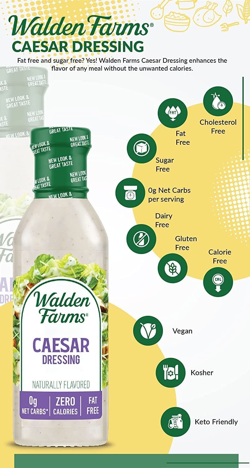 image:imageWalden Farms Ranch Dressing CalorieFree GlutenFree Low Carb KetoFriendly SugarFree DairyFree Creamy Ranch Flavor 1 Pack 12 oz BottleCaesar